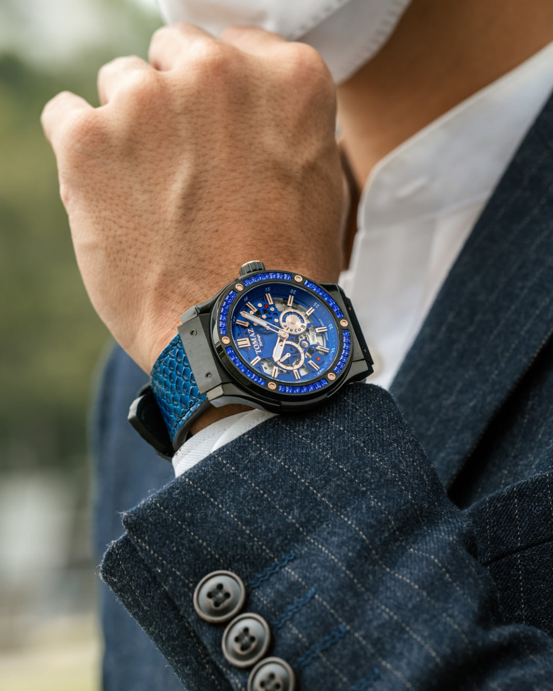 Tomaz Royale TW014B-D3 Crystal Watch – Salmon Leather Strap
