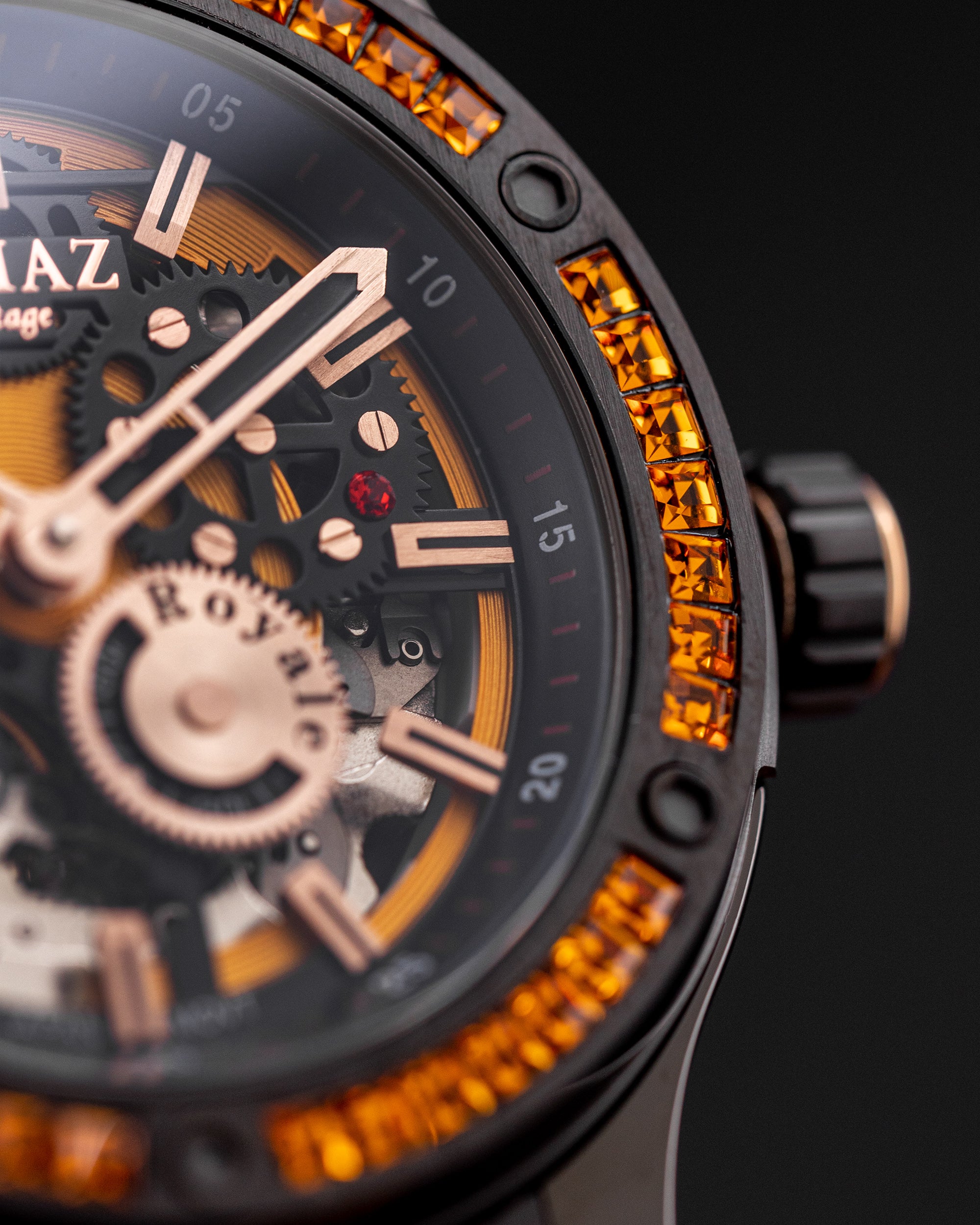 Royale TW014B-D6 (Black/Yellow) with Yellow Crystal (Yellow Salmon Leather Strap)
