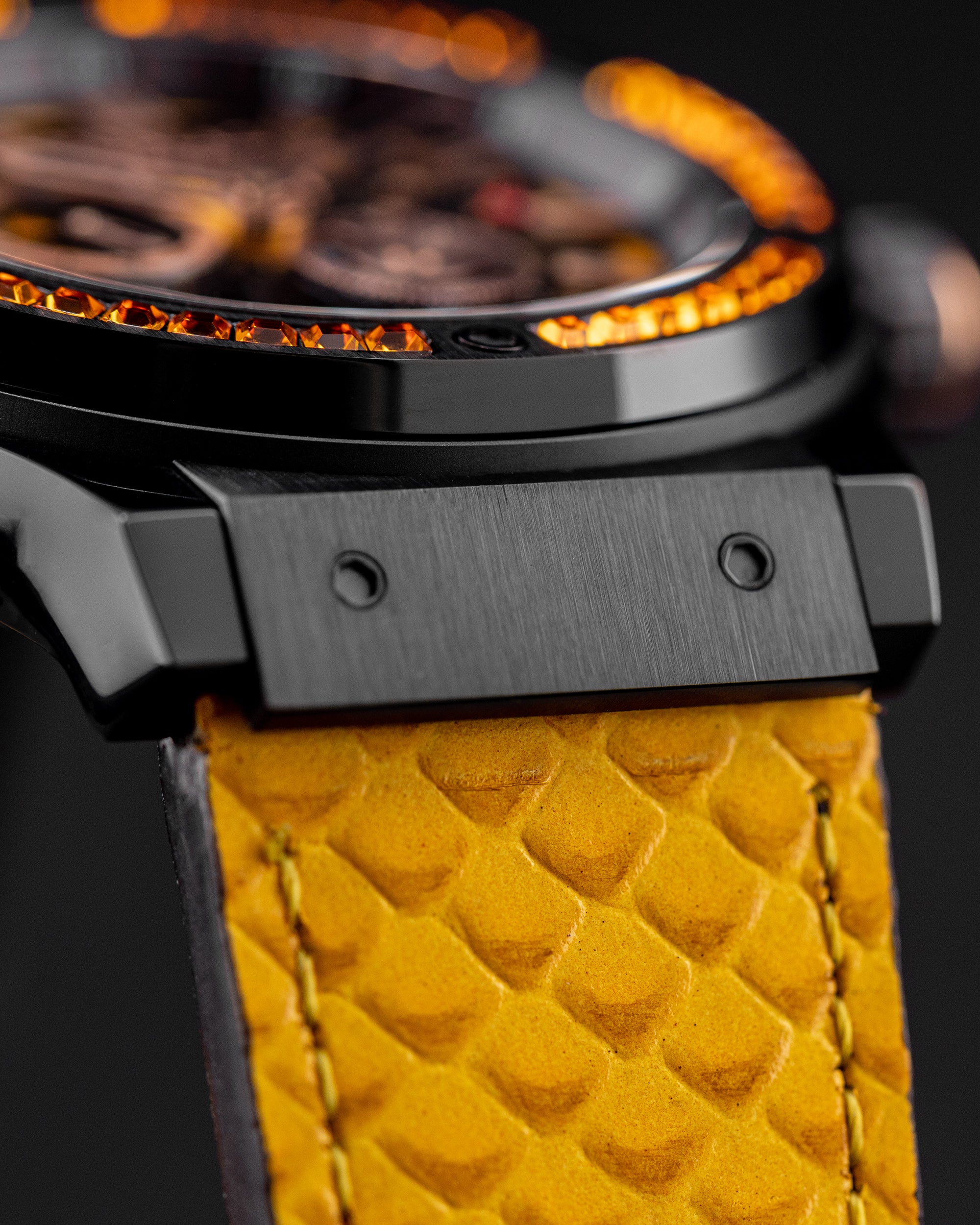 Royale TW014B-D6 (Black/Yellow) with Yellow Crystal (Yellow Salmon Leather Strap)