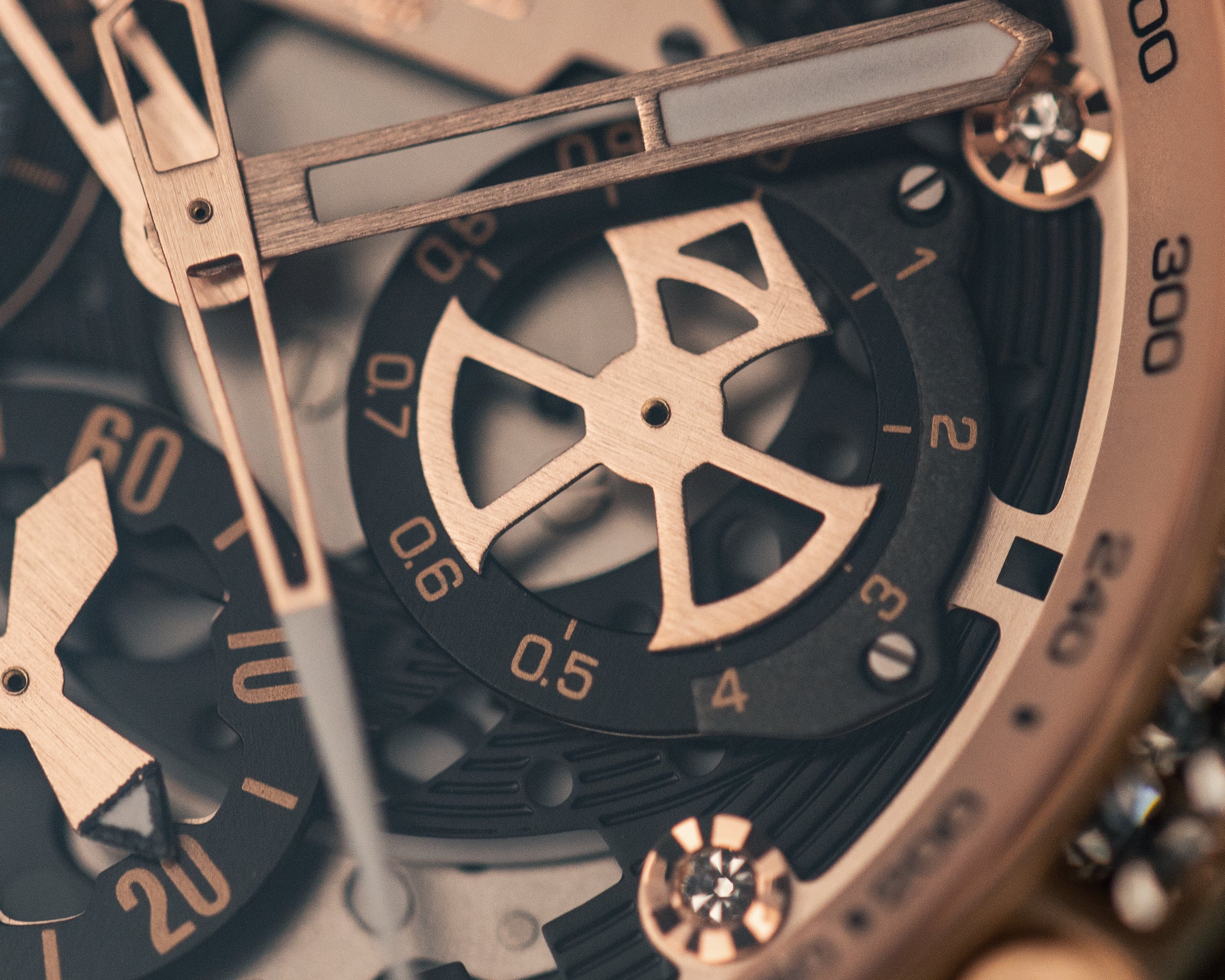 RAWR III TW024D-D9 (Black/Rosegold) with White Swarovski (Black Bamboo Leather Strap)