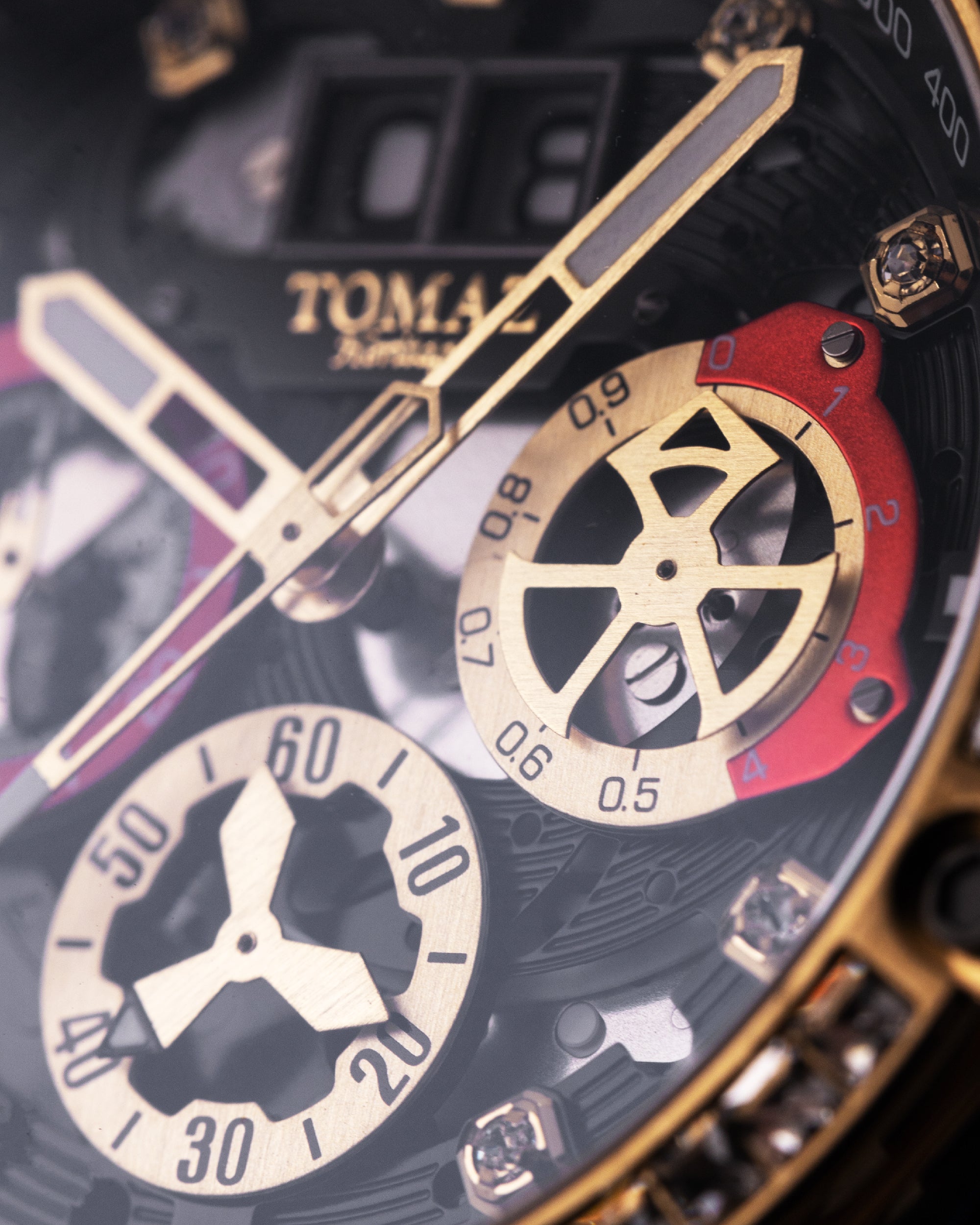RAWR III TW024E-D9 (Green/Gold/Black) with Crystal (Green Bamboo Leather Strap)