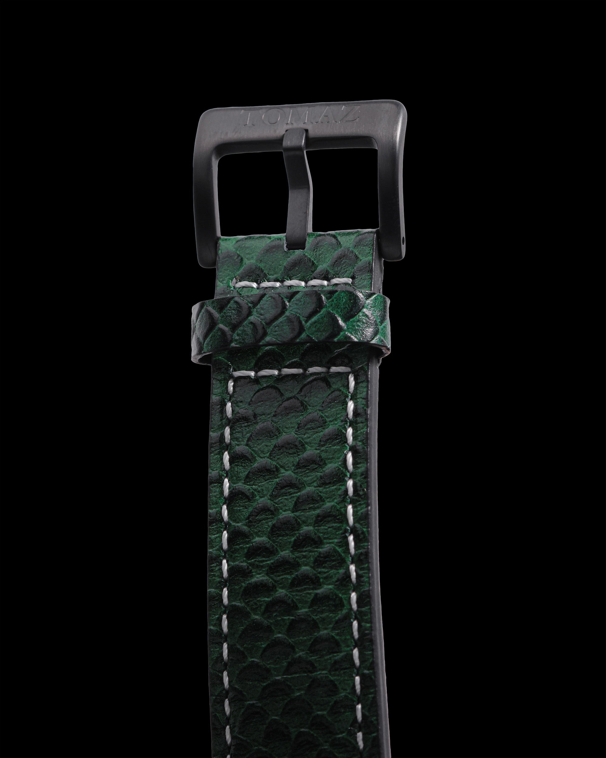 RAWR III TW024F-D1 (Black) with Dark Green White Yellow Crystal (Dark Green Salmon Leather Strap)