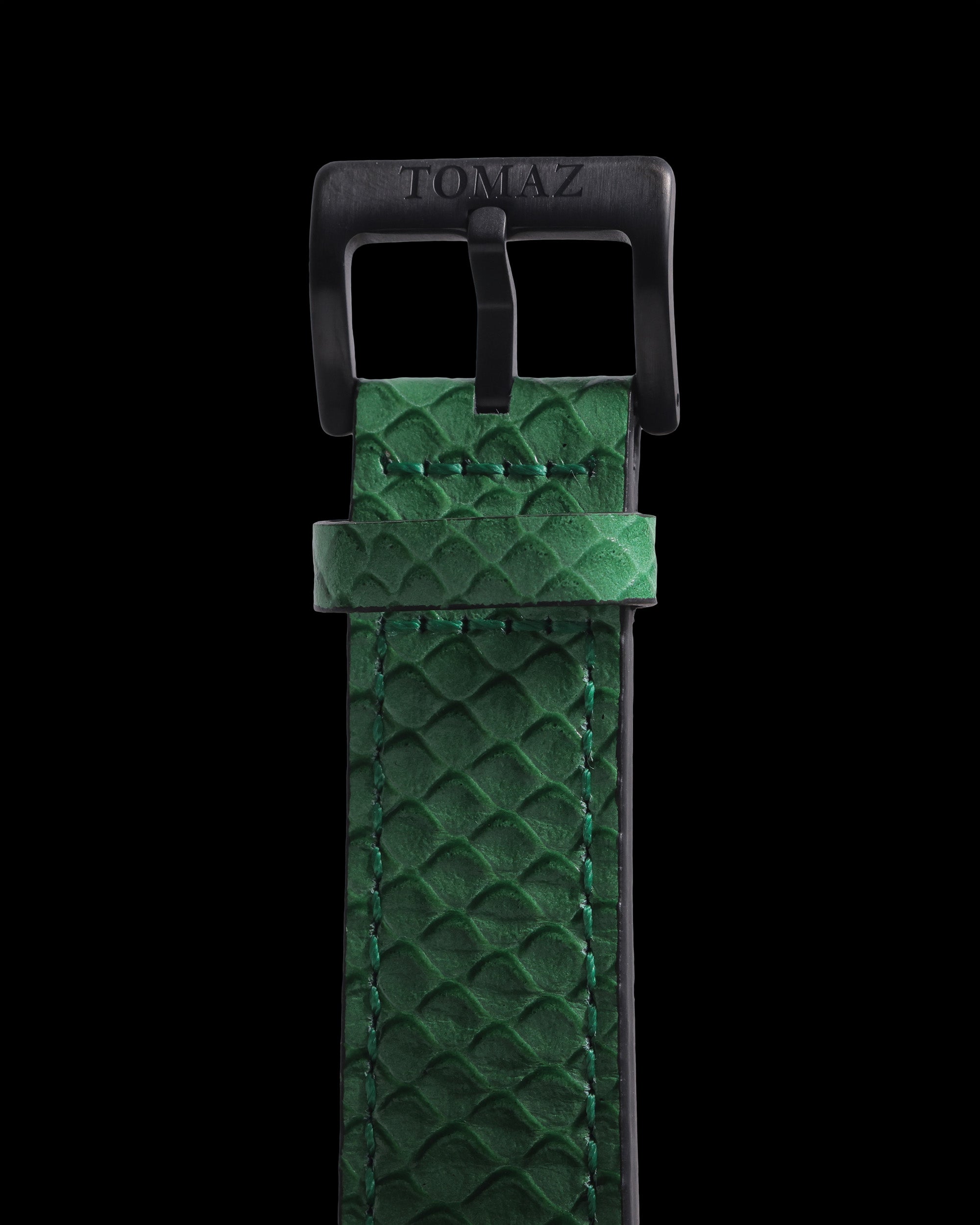 RAWR III TW024F-D12 (Black) with Green Blue Black Crystal (Green Leather Strap)