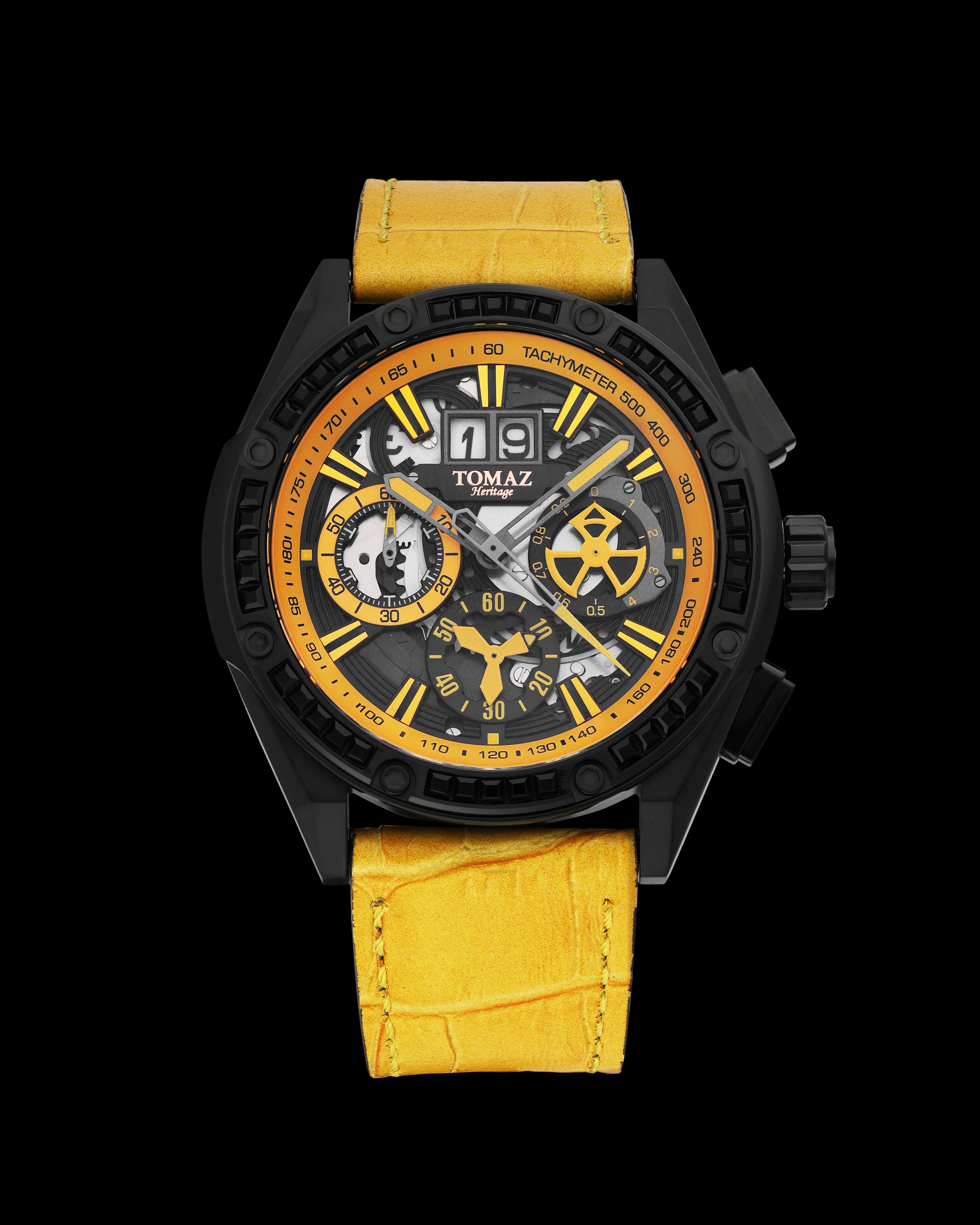 RAWR iii TW024A-D3 (Black/Yellow) with Crystal (Yellow Bamboo Leather Strap)