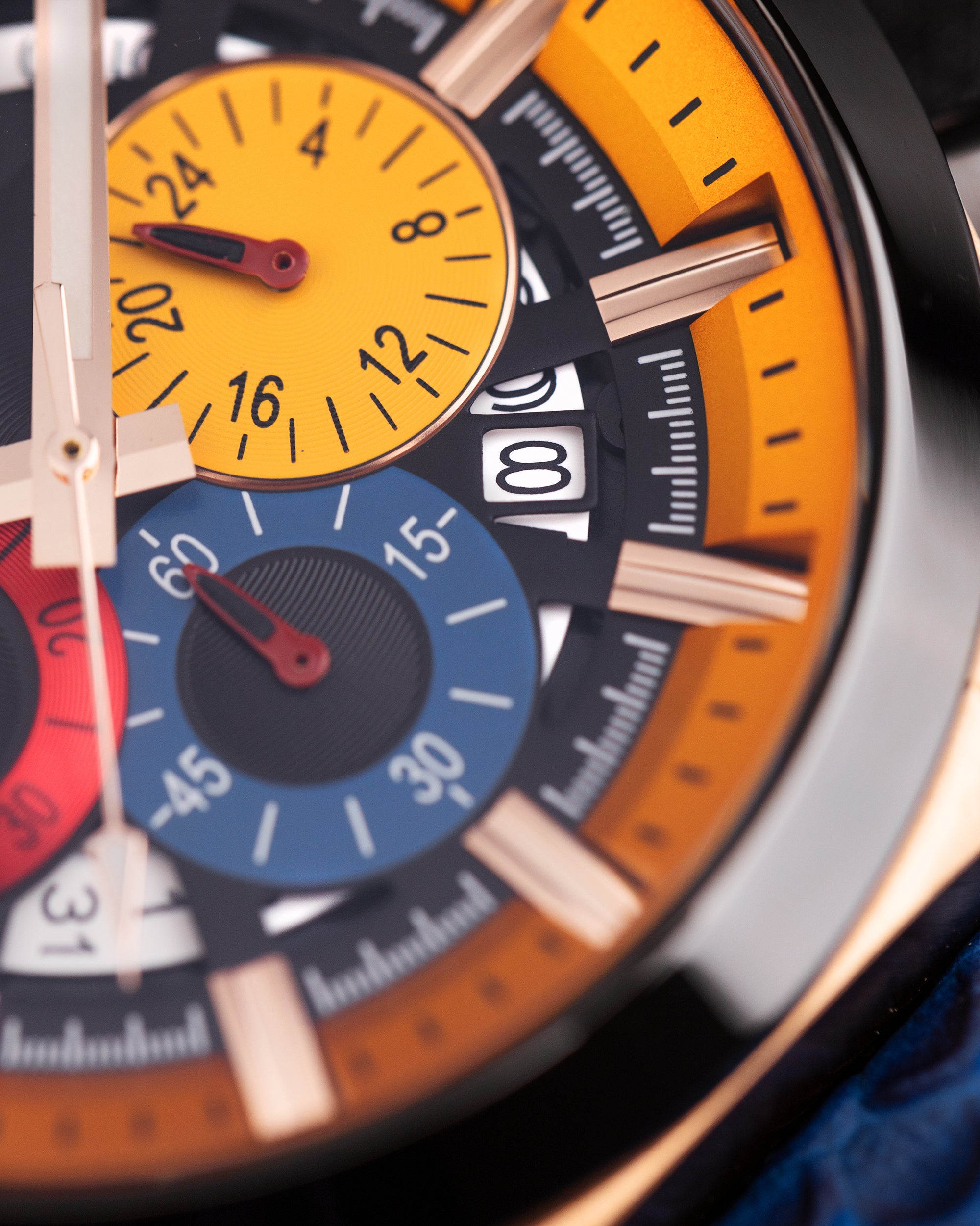 Romeo XXV TW025-D17 (Rosegold/Black/Yellow) Blue Salmon Leather Strap