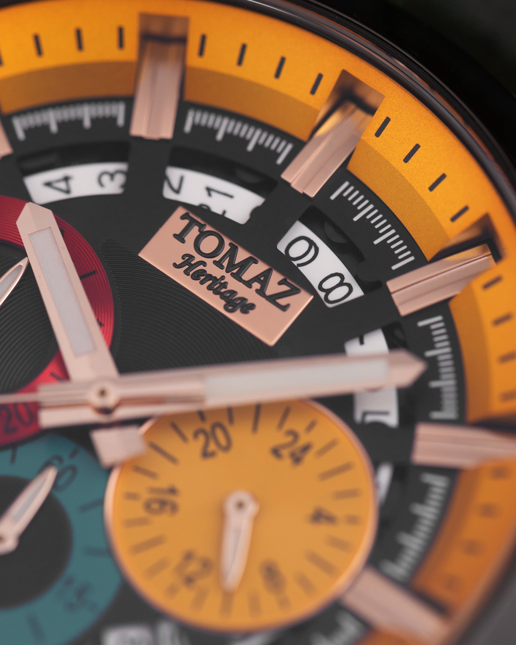 Romeo XXV TW025-D18 (Rosegold/Black/Yellow) Green Bamboo Leather Strap