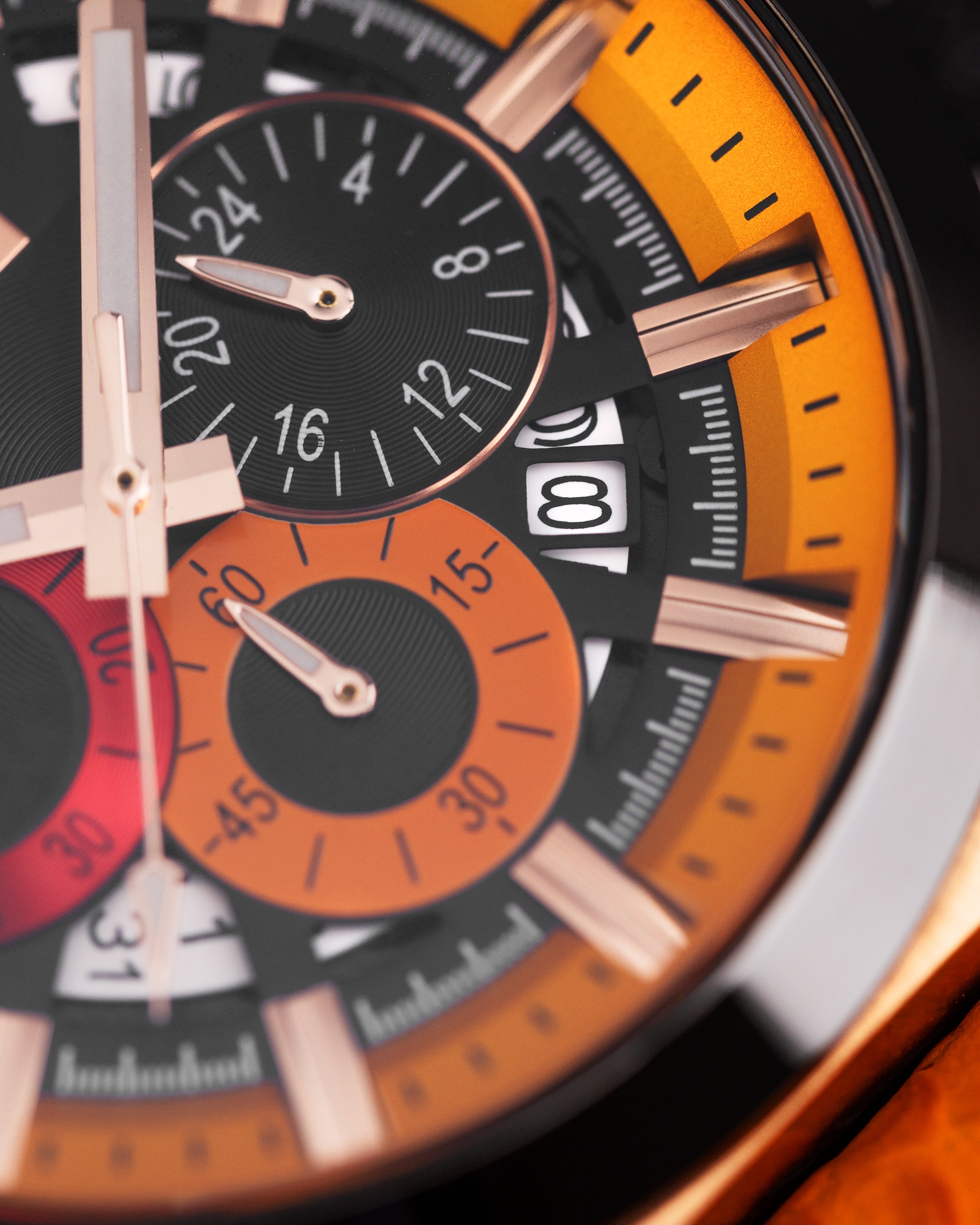 Romeo XXV TW025-D19 (Rosegold/Black/Yellow) Orange Salmon Leather Strap