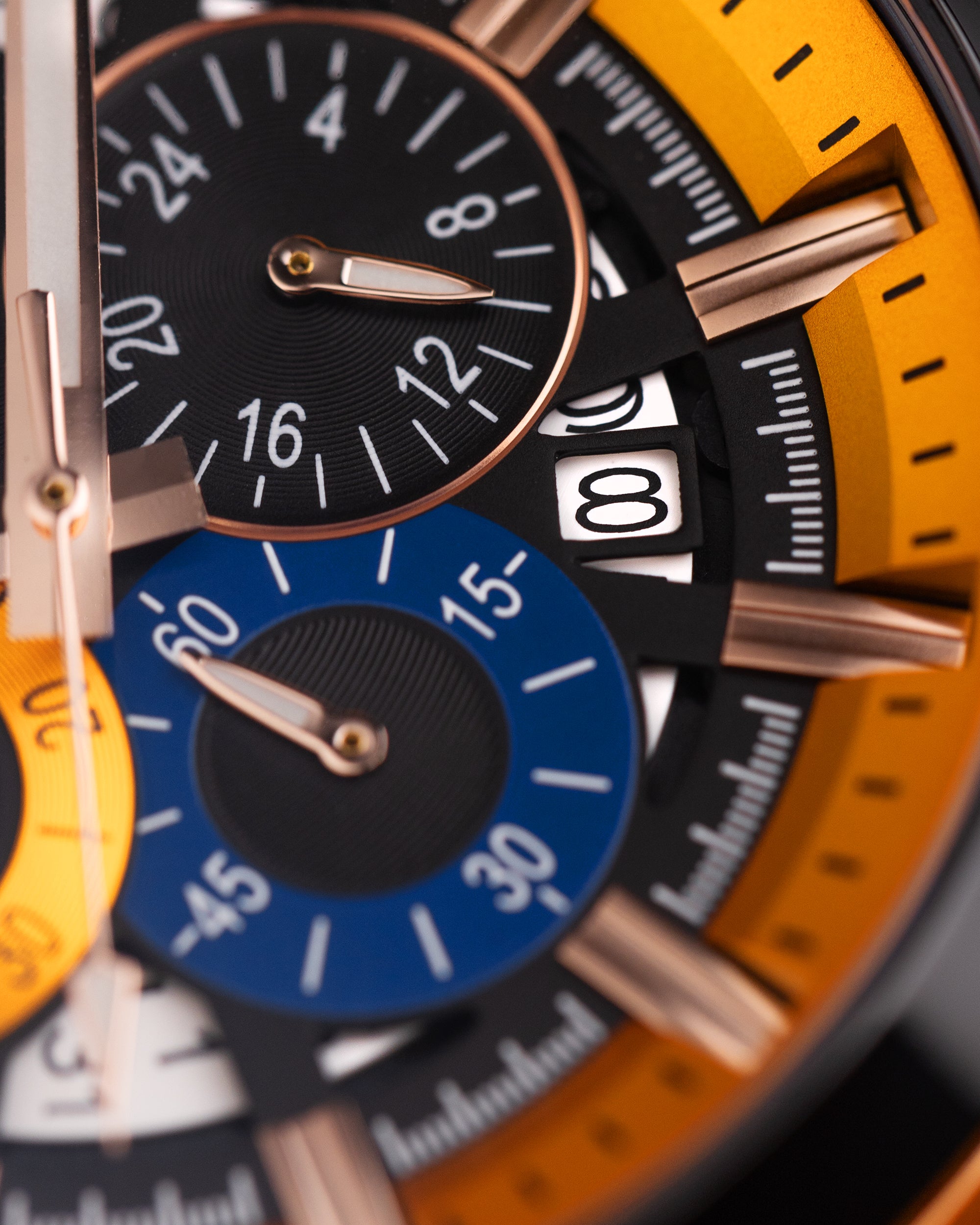 Romeo XXV TW025-D20 (Rosegold/Black/Yellow) Yellow Salmon Leather Strap