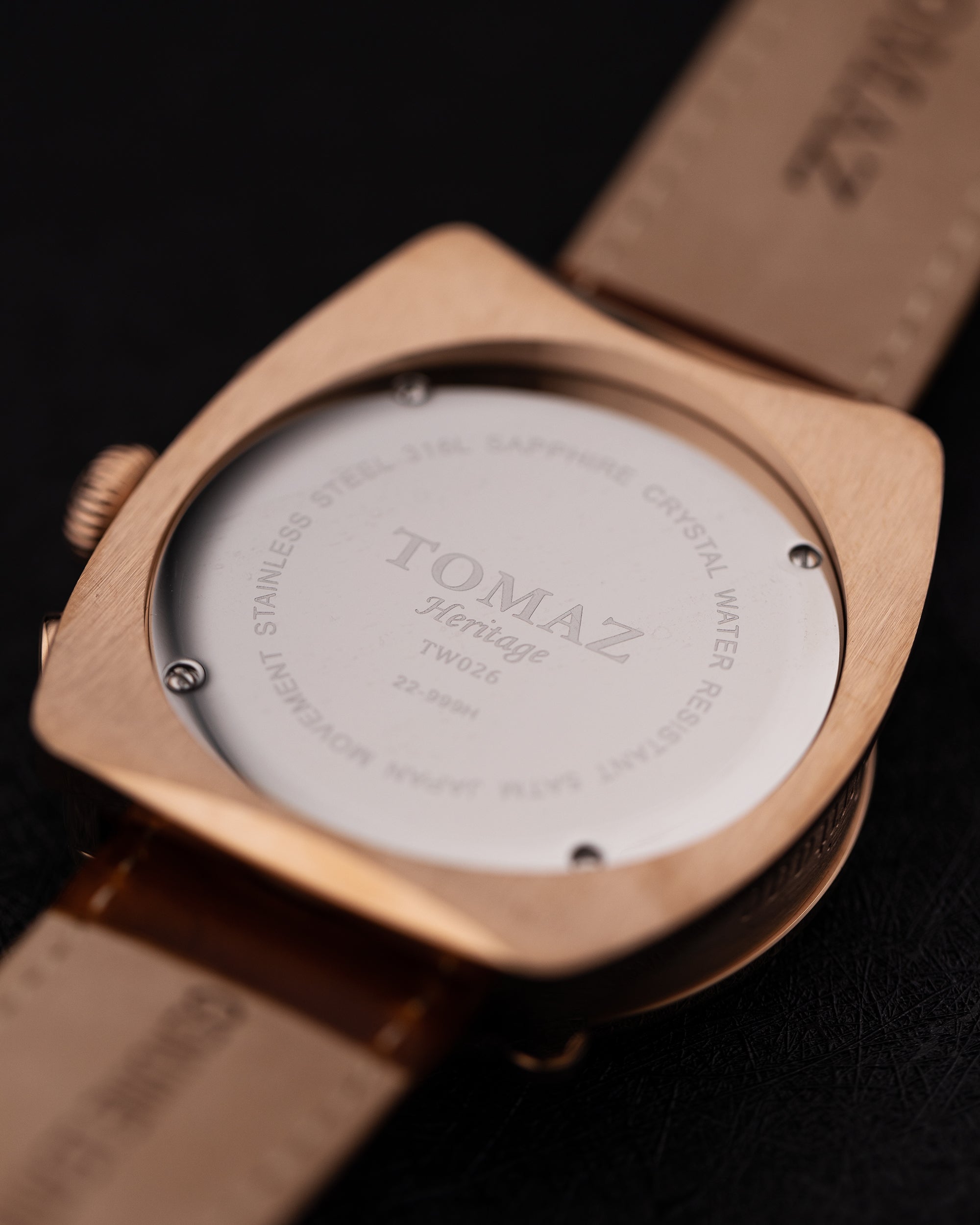 Xavier TW026-D3A (Rosegold/Blue) Brown Leather Strap