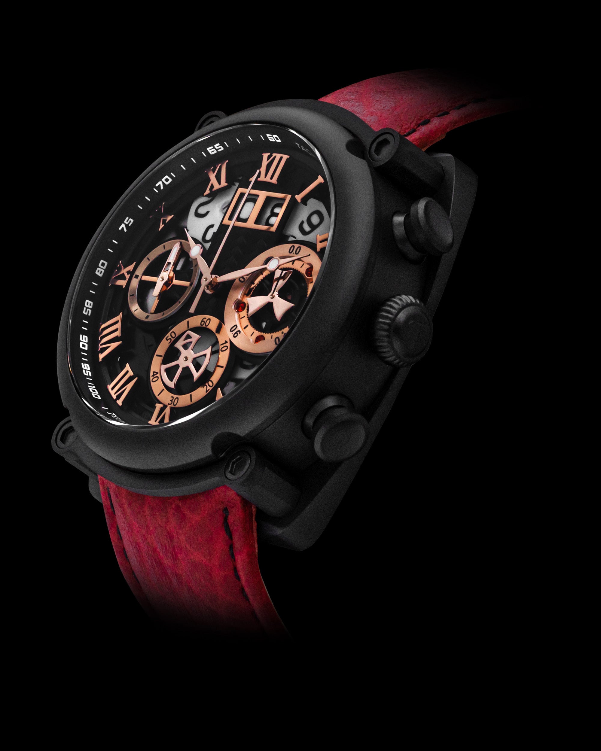 Xavier TW026-D6A (Hitam) Tali Kulit Merah