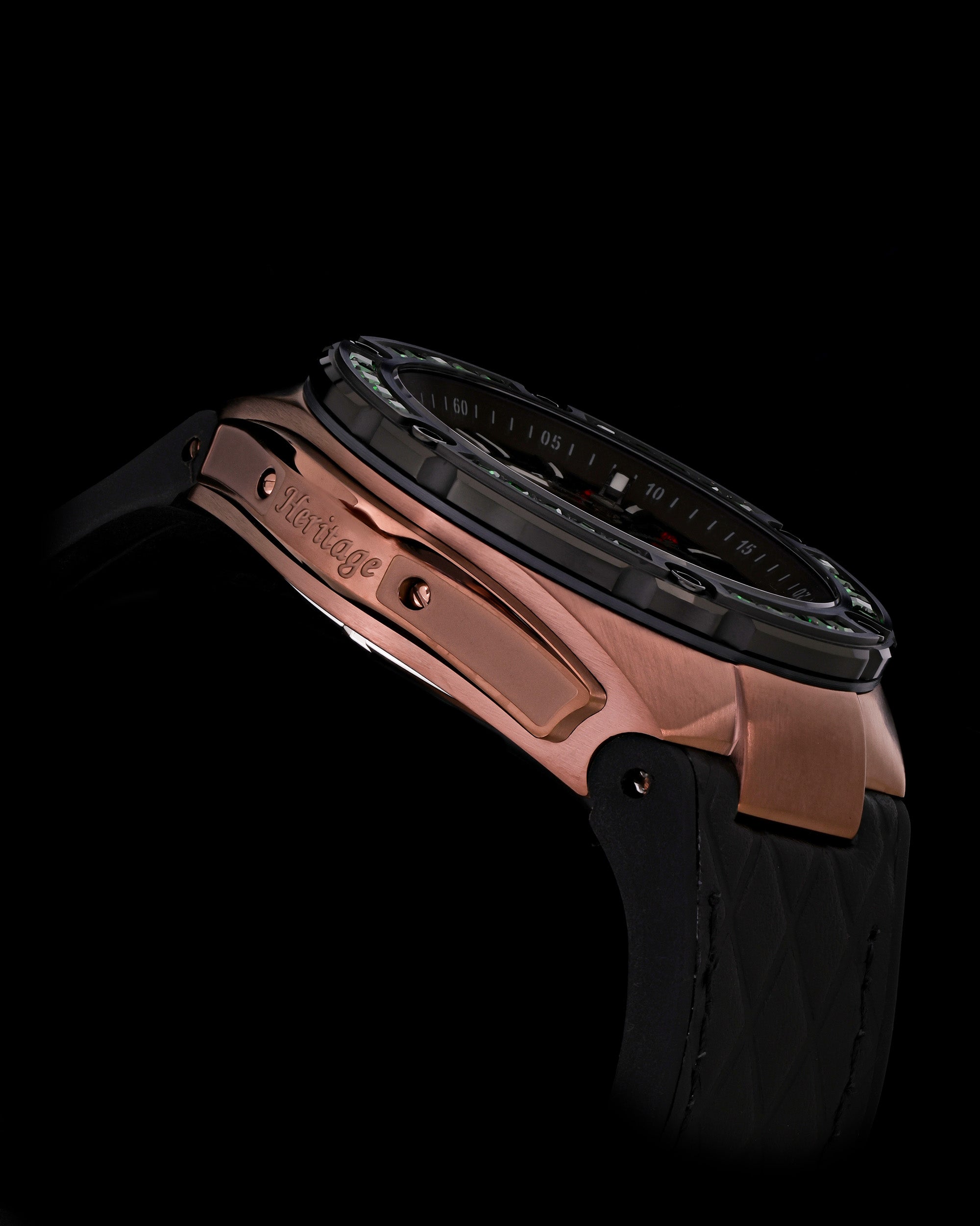 Royale XL TW027S-D5 (Coffee/Black) with Crystal (Coffee Salmon Leather with Rubber Strap)