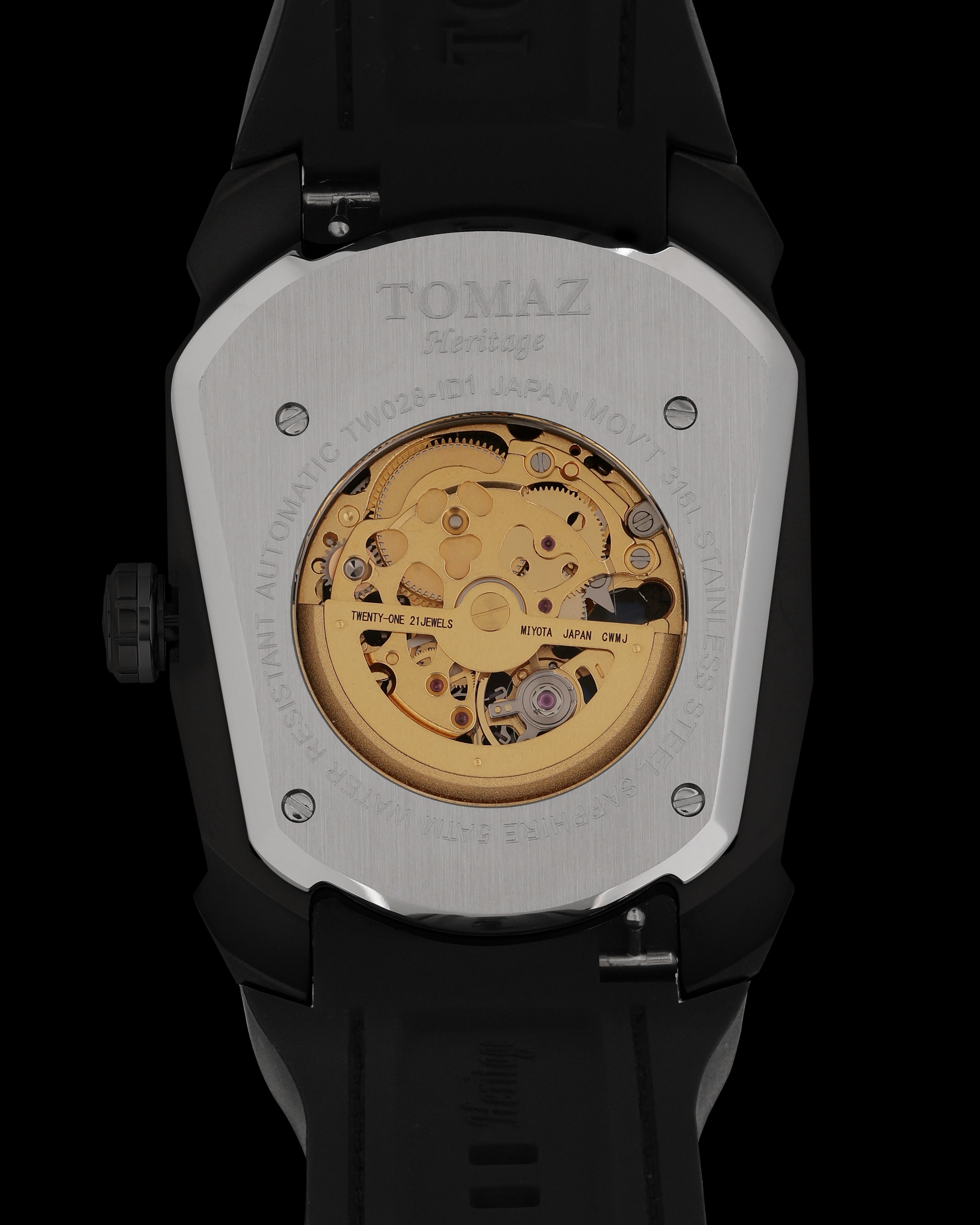 GT Dragon/Tiger TW028-ID1 (Hitam) dengan Tali Kulit Getah Hitam