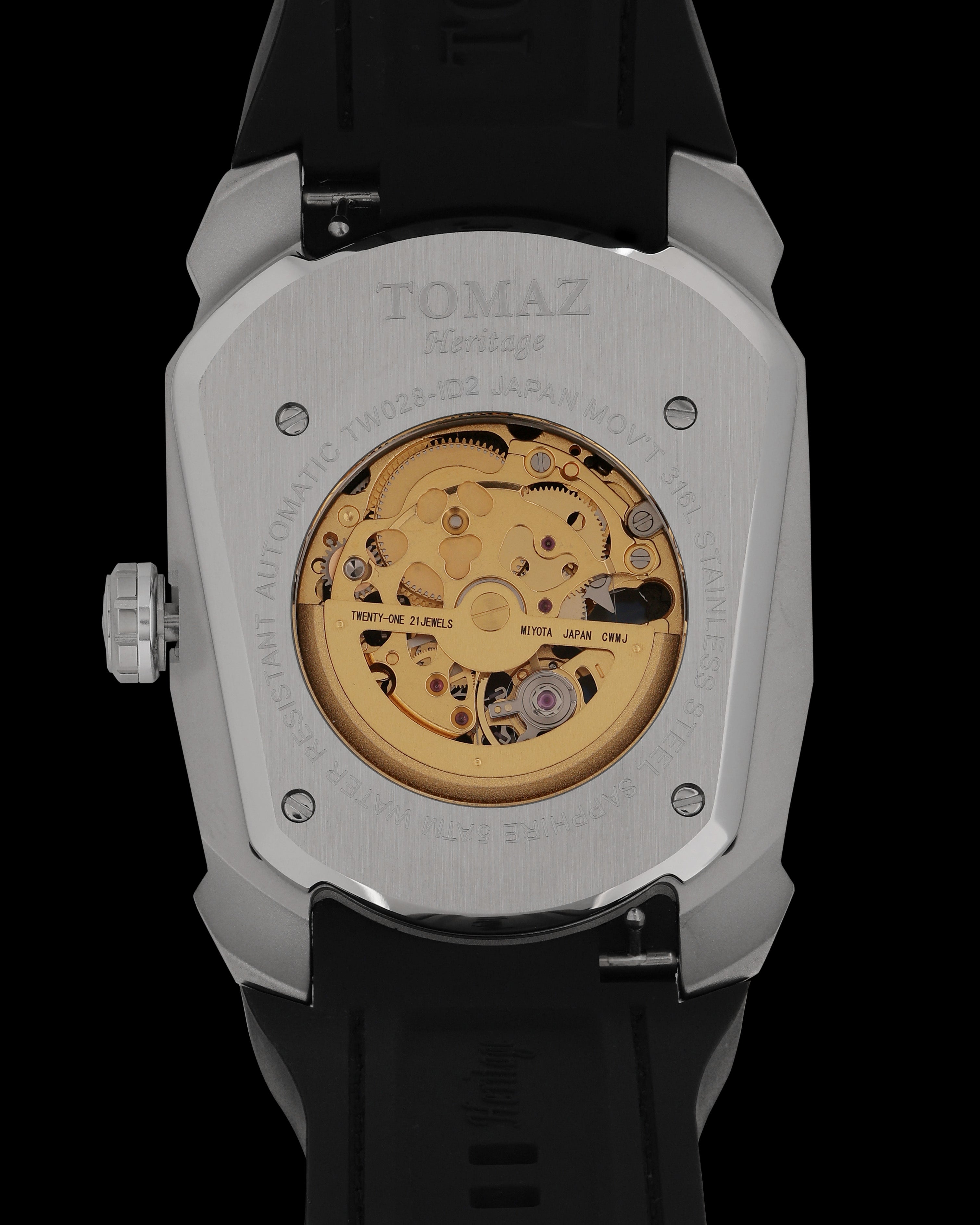 GT Dragon/Tiger TW028-ID2 (Perak/Hitam) dengan Tali Kulit Getah Hitam