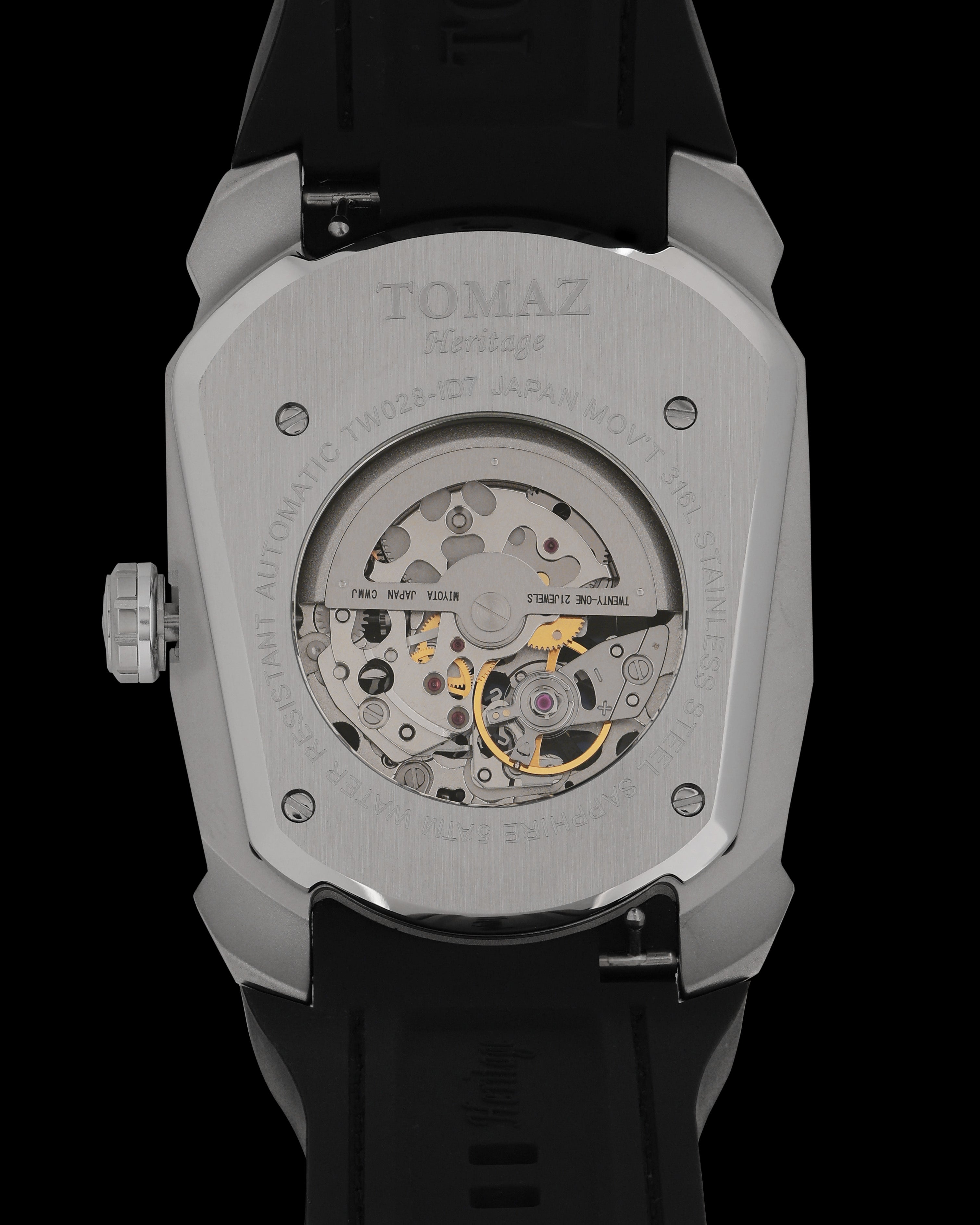 GT Dragon/Tiger TW028-ID7 (Perak/Hitam) dengan Tali Kulit Getah Hitam