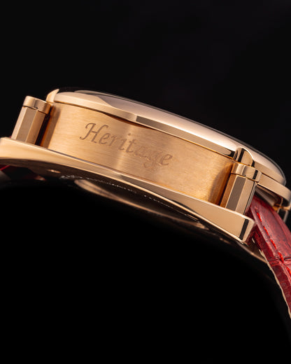 Xavier Automatic TW030-D14 (Rosegold/Red) Red Bamboo Leather Strap
