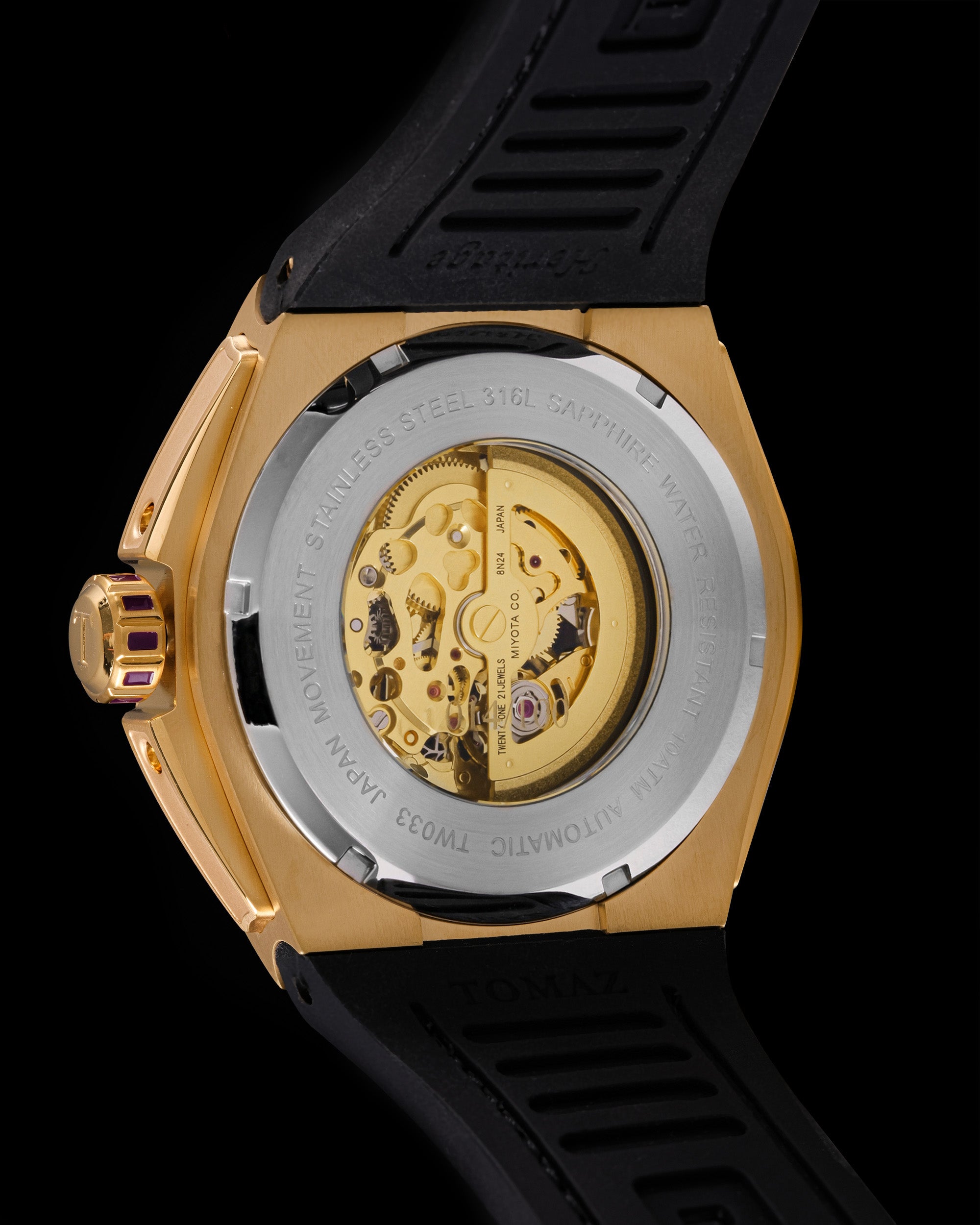 Xavier XL TW033-D6 (Gold/Purple) with Purple Swarovski (Purple Bamboo Leather Strap)