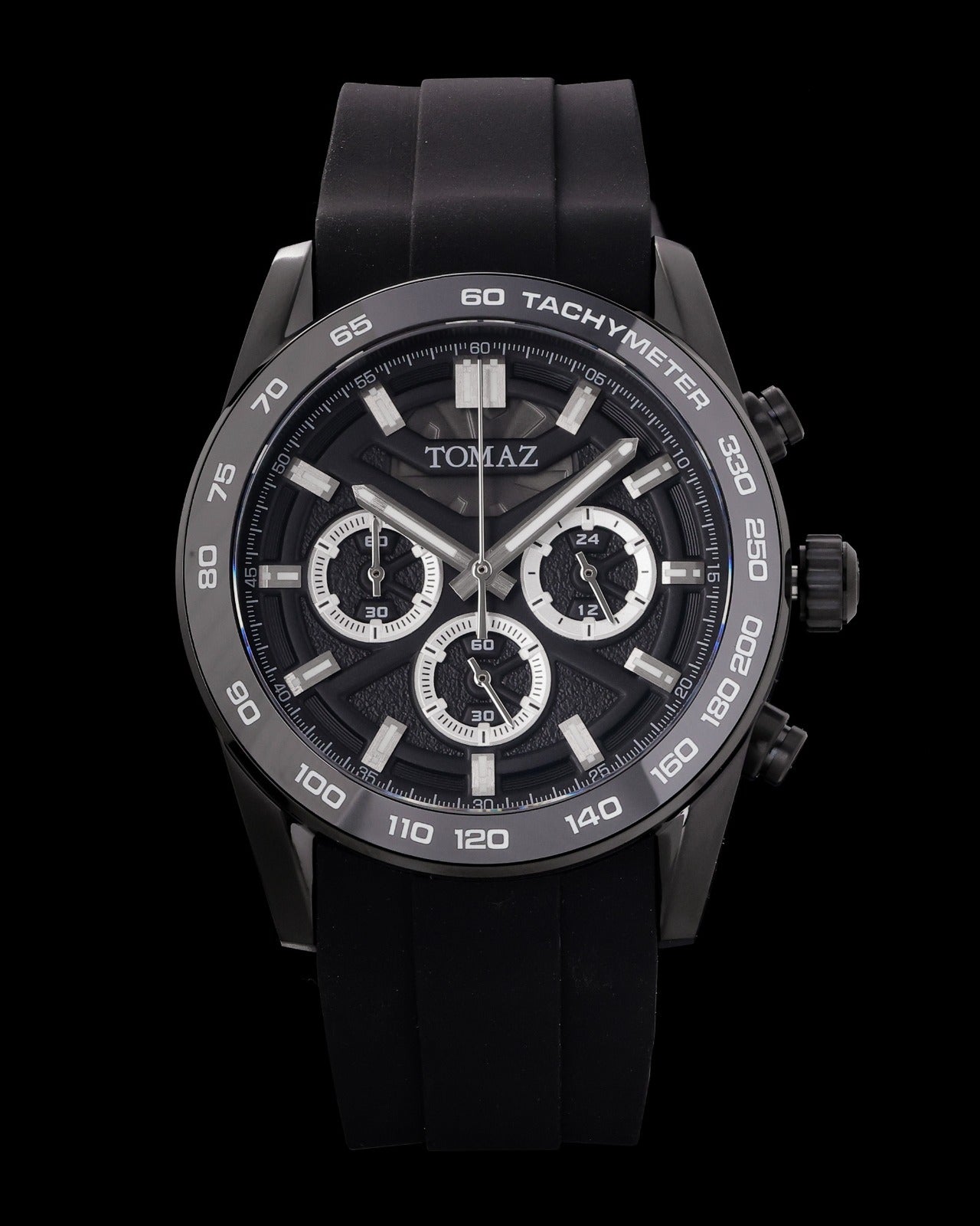 Jam Tangan Pemandu Tomaz Lelaki TQ031-D12 (Hitam) dengan Tali Silikon Hitam