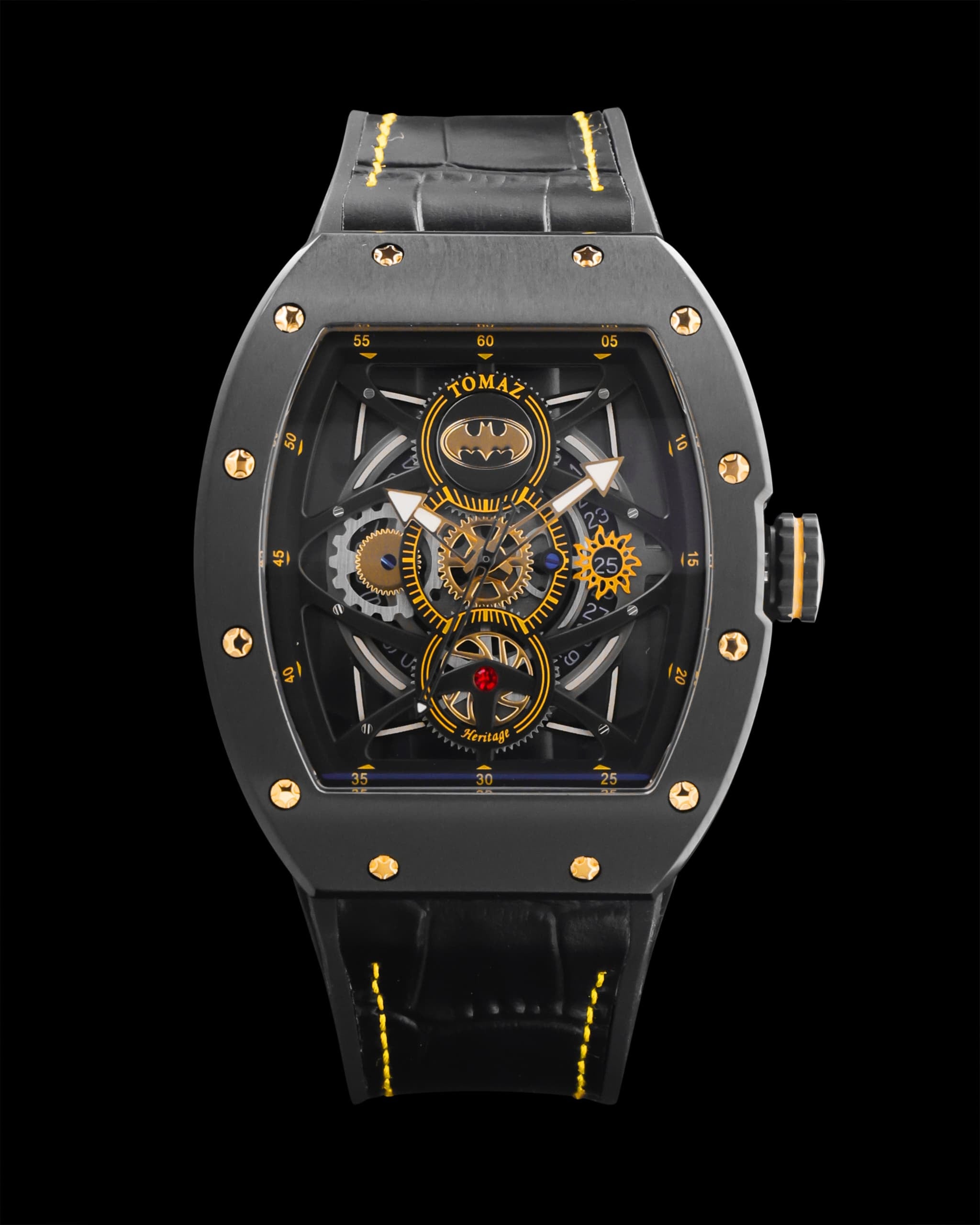 DC Batman TQ039-JD1 (Hitam) dengan Silikon Buluh Hitam dan Tali Kulit