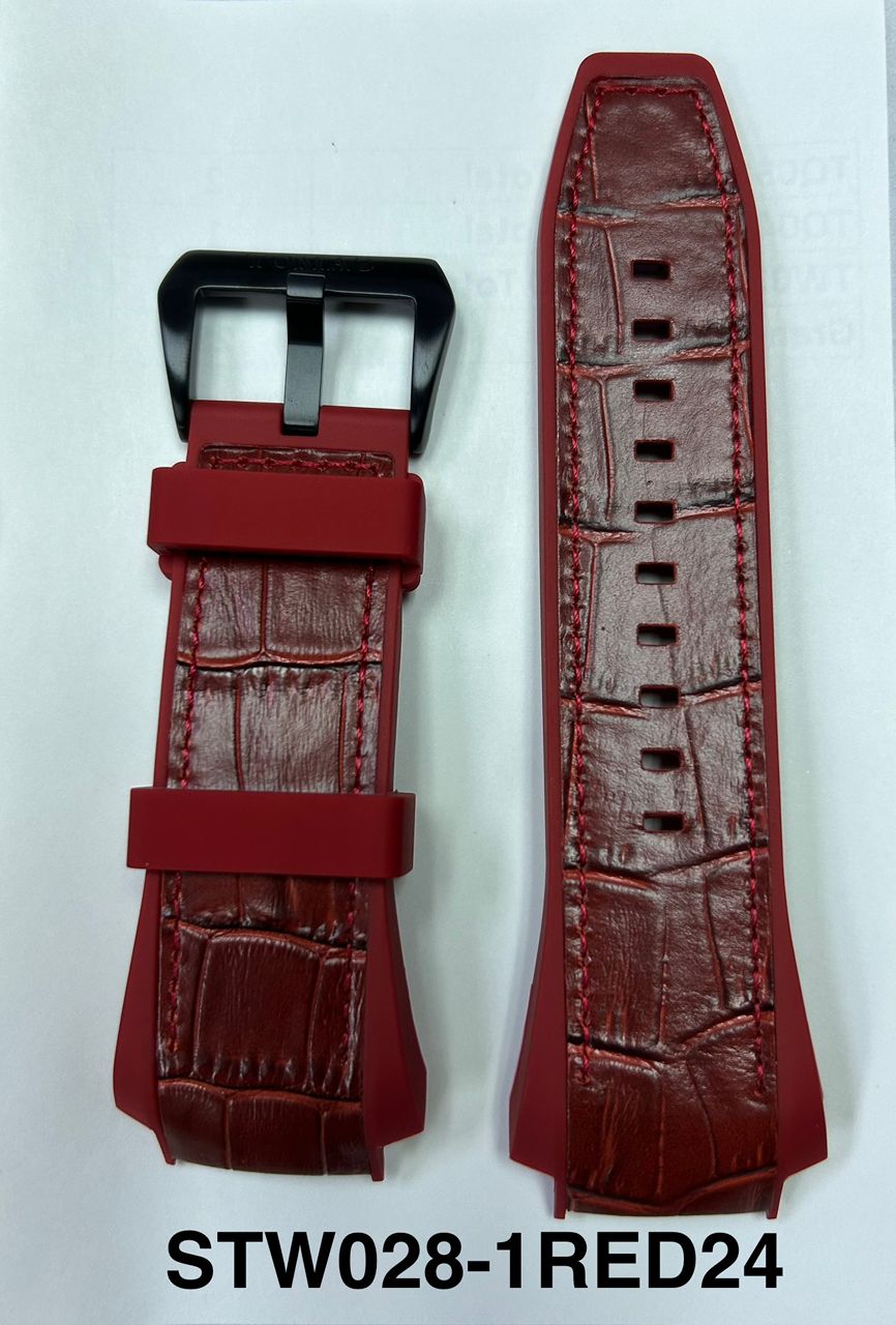 Tomaz STW028-1 24mm Bamboo Leather & Silicone Watch Strap – Fits TW028