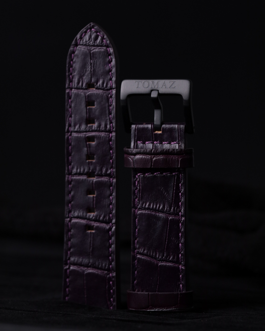 Tomaz TS1-1 Leather Bamboo 24mm Strap (Purple)