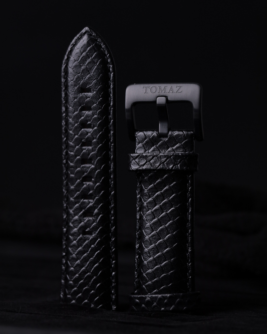 Tomaz TS1-2 Leather Salmon 26mm Strap (Black)