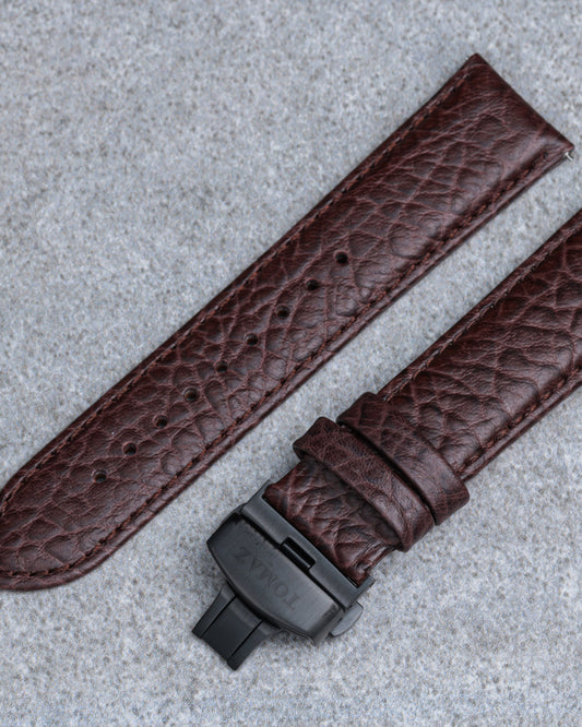 Tomaz TS2-3 Leather Lychee 24mm Strap Butterfly Clip (Coffee)