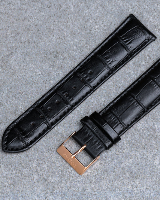 Tomaz TS1-1A Leather Bamboo 22mm Strap (Black)