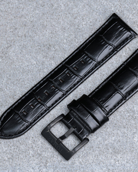Tomaz TS1-1 Leather Bamboo 24mm Strap (Black)