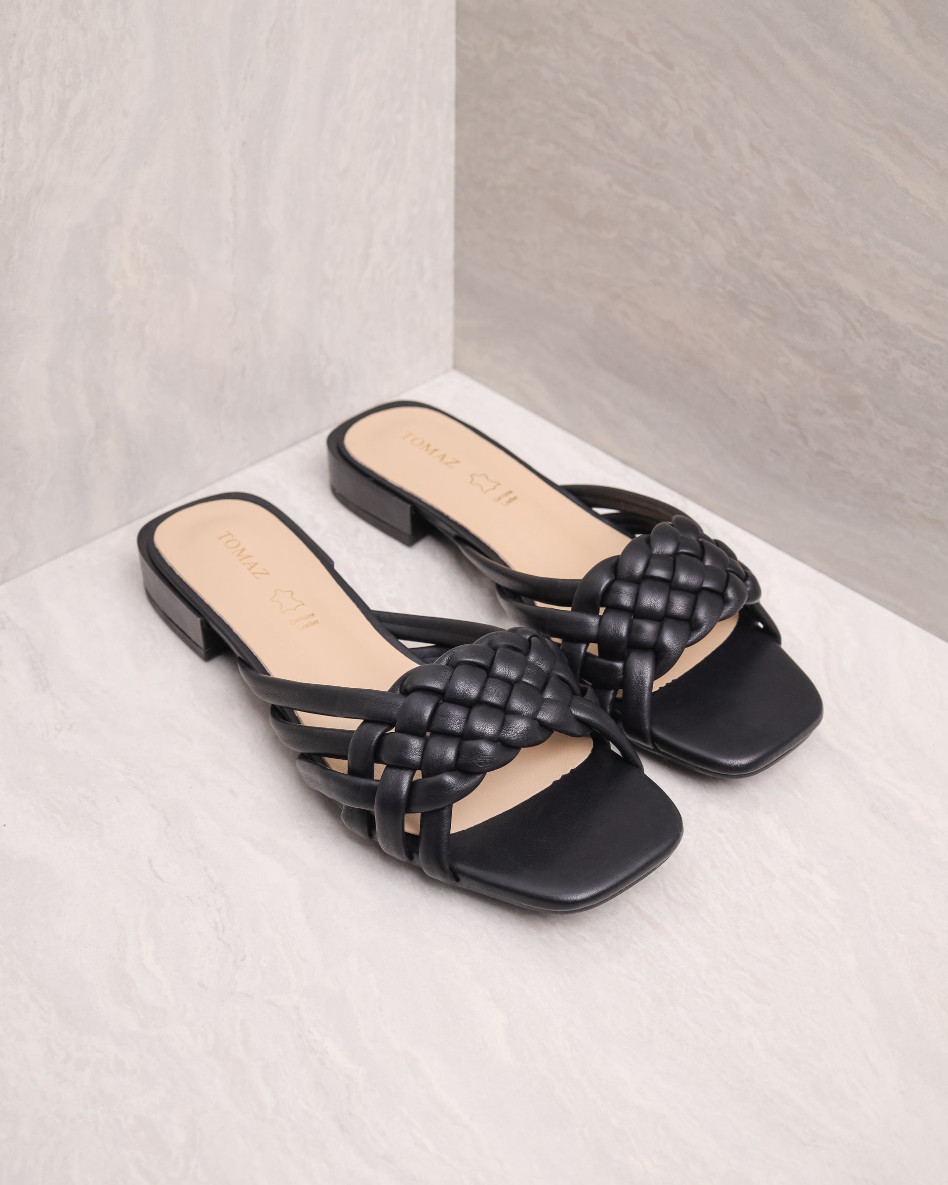 Tomaz YX55 Ladies Braided Strap Sandals (Black)