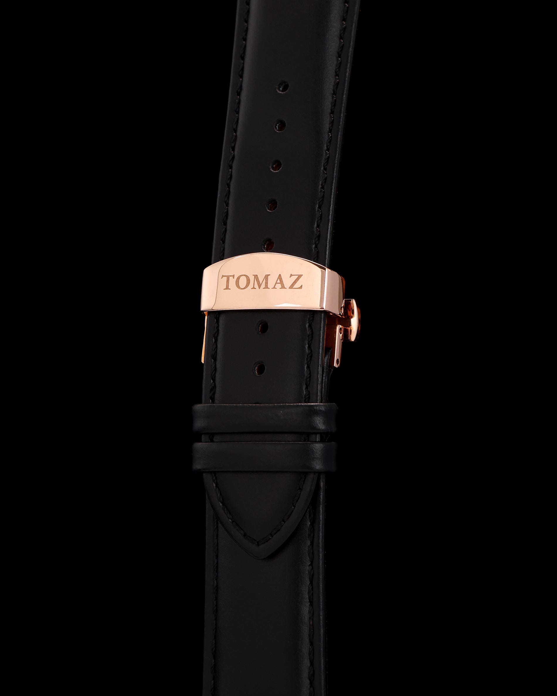 Tomaz TS2B Leather Plain 24mm Strap Butterfly Clip (Black)