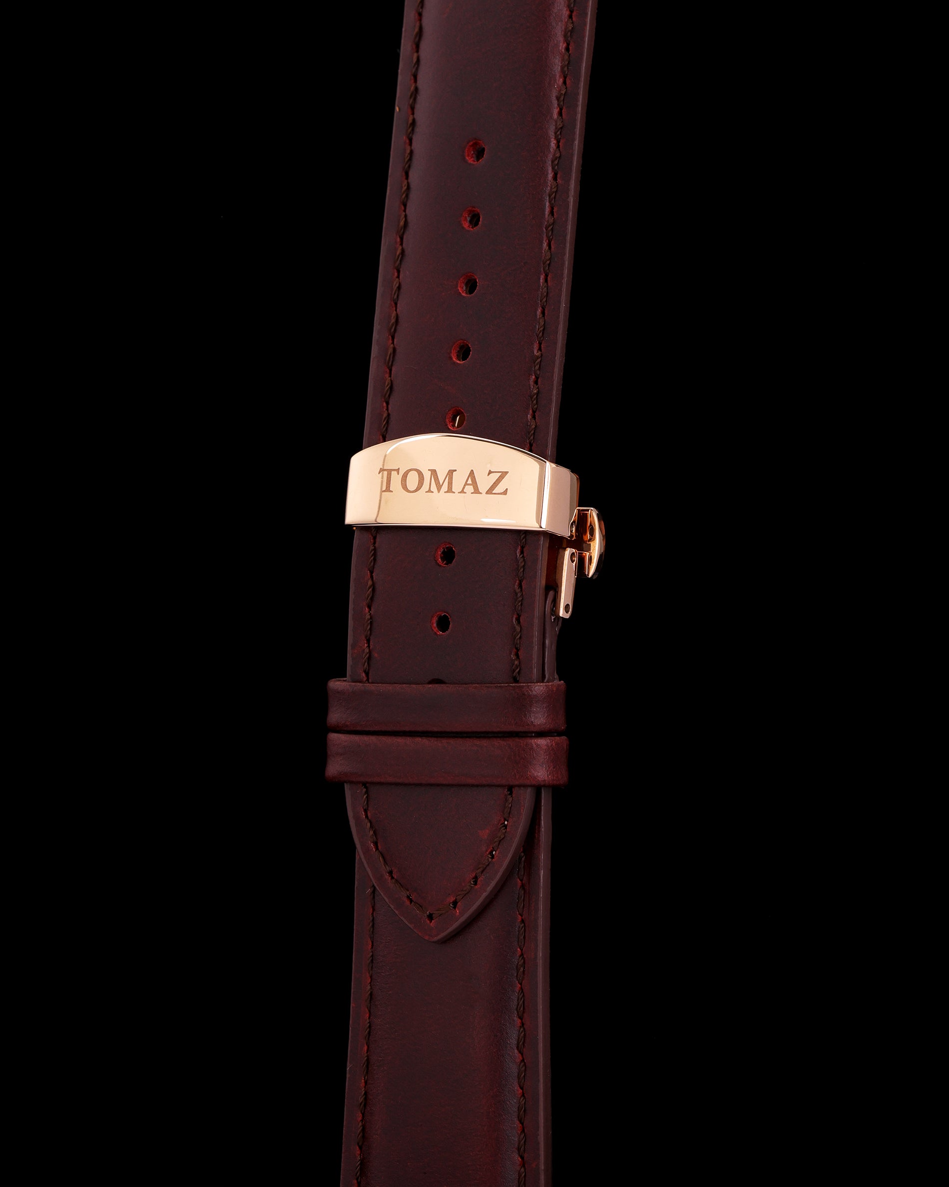Tomaz TS2B Leather Plain 24mm Strap Butterfly Clip (Wine)