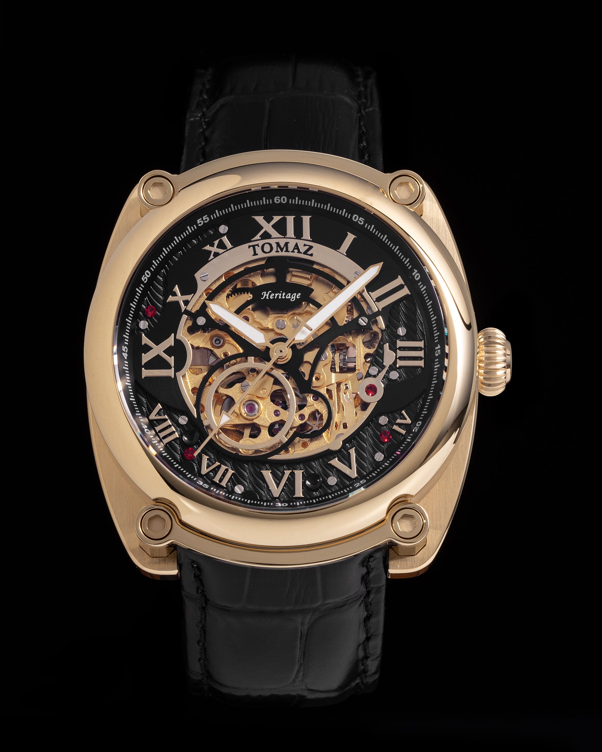 Xavier Automatik TW030-D9 (Emas/Hitam) Tali Kulit Hitam