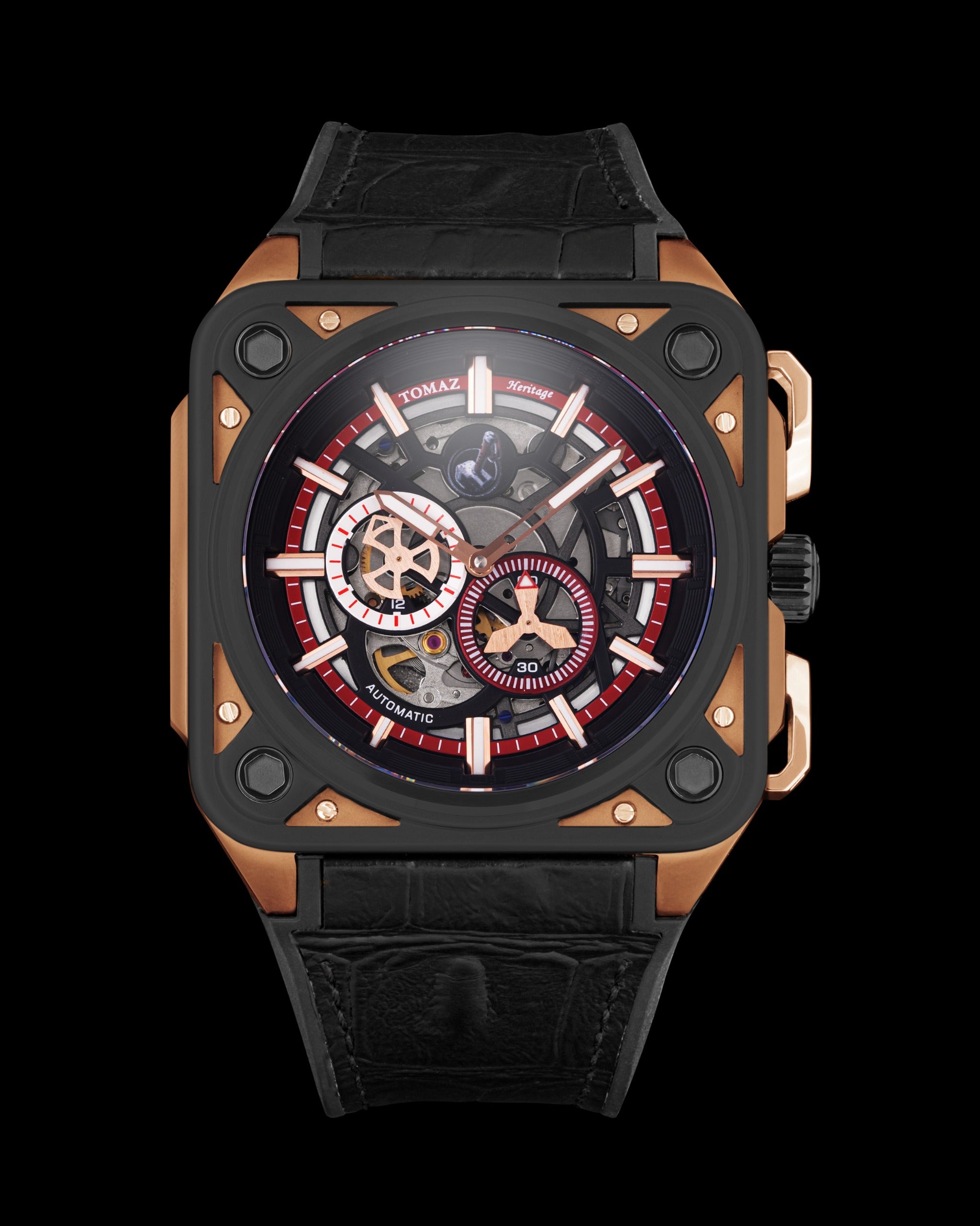 Marvel Thor TW039-HD1 (Gold/Metal) with Black Silicone and Black Leather Bamboo Strap