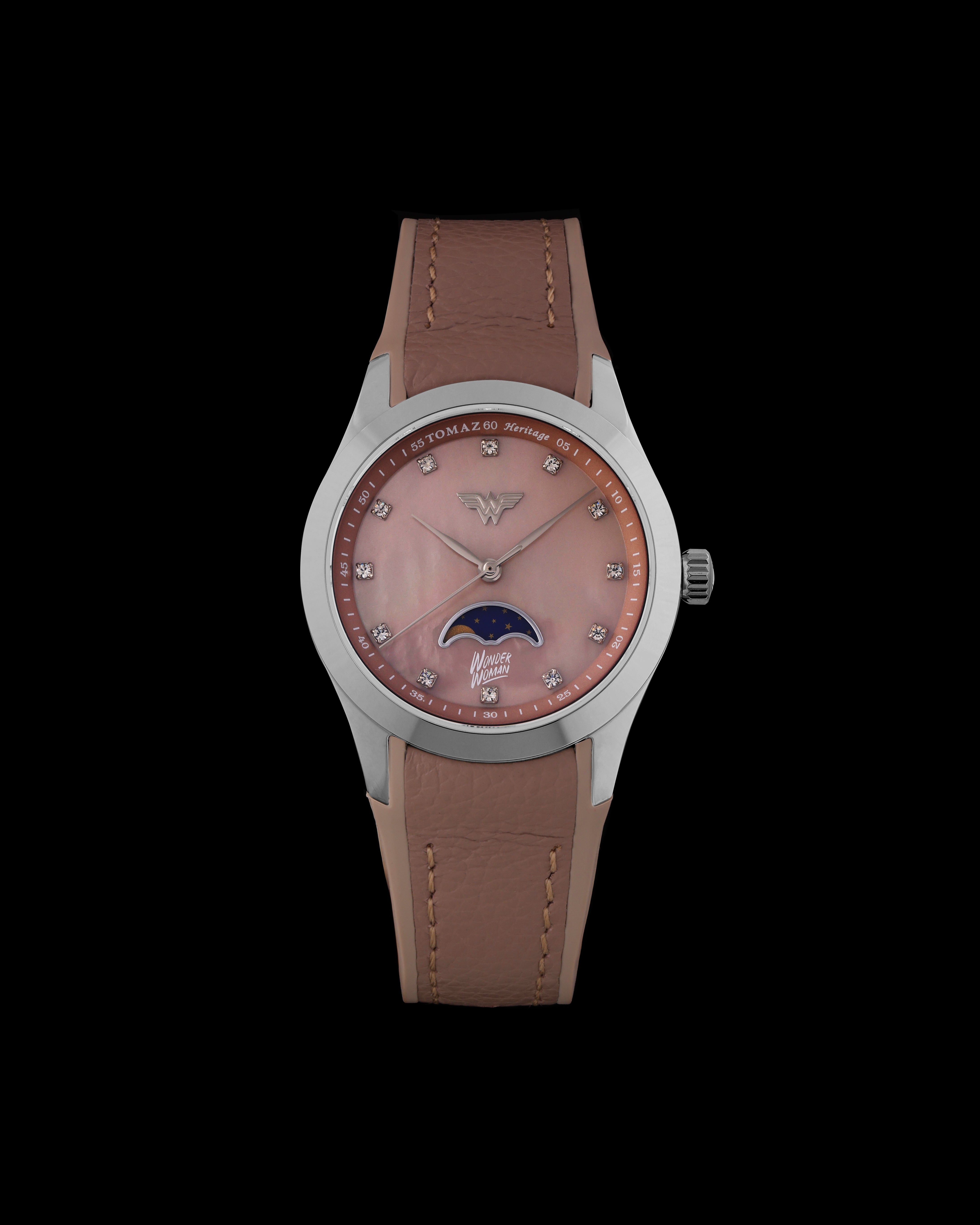DC Wonder Woman G10L-AD7 (Beige/Silver) with Beige Rubber Leather Strap
