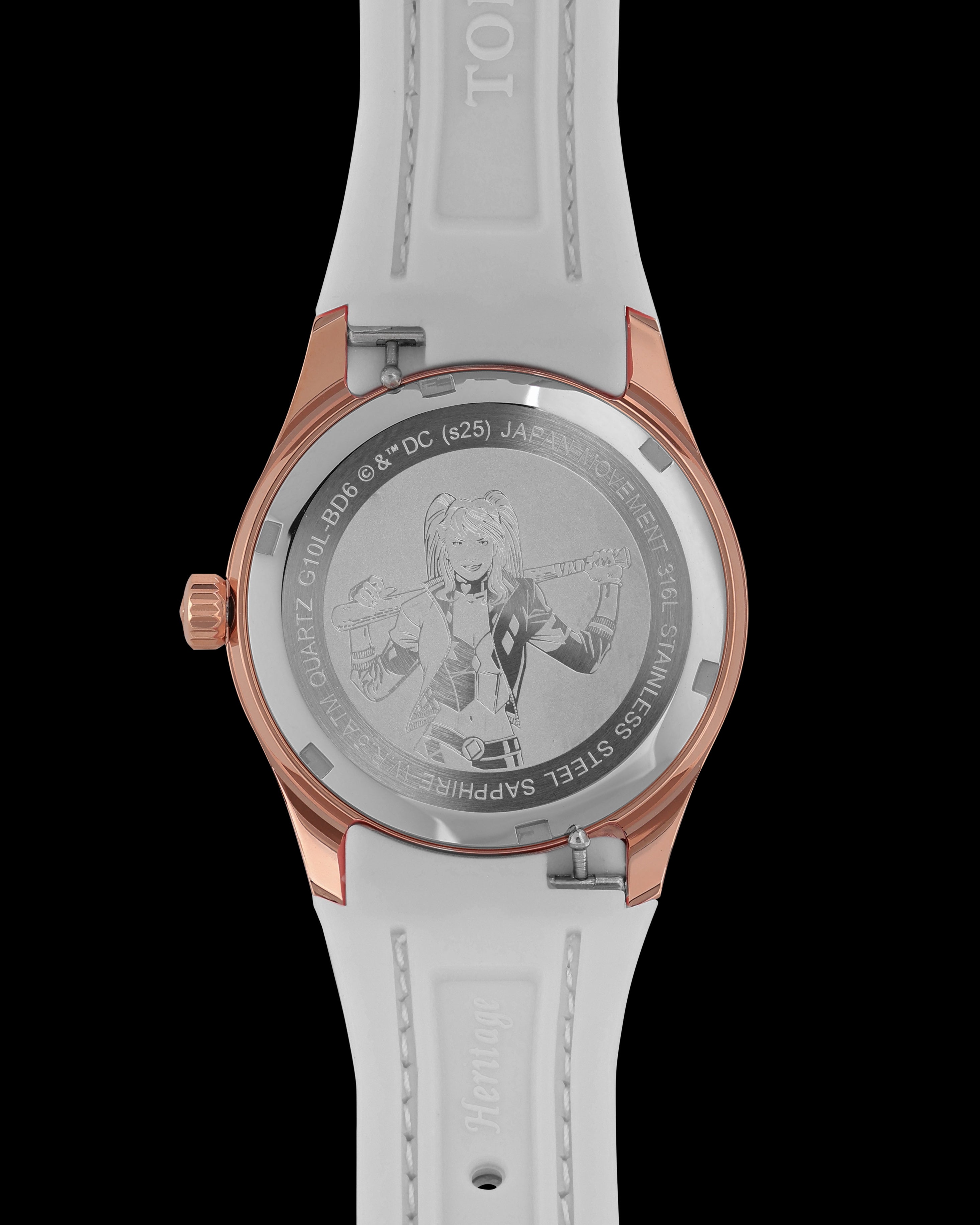 DC Harley Quinn G10L-BD6 (Rosegold/White) with White Rubber Leather Strap