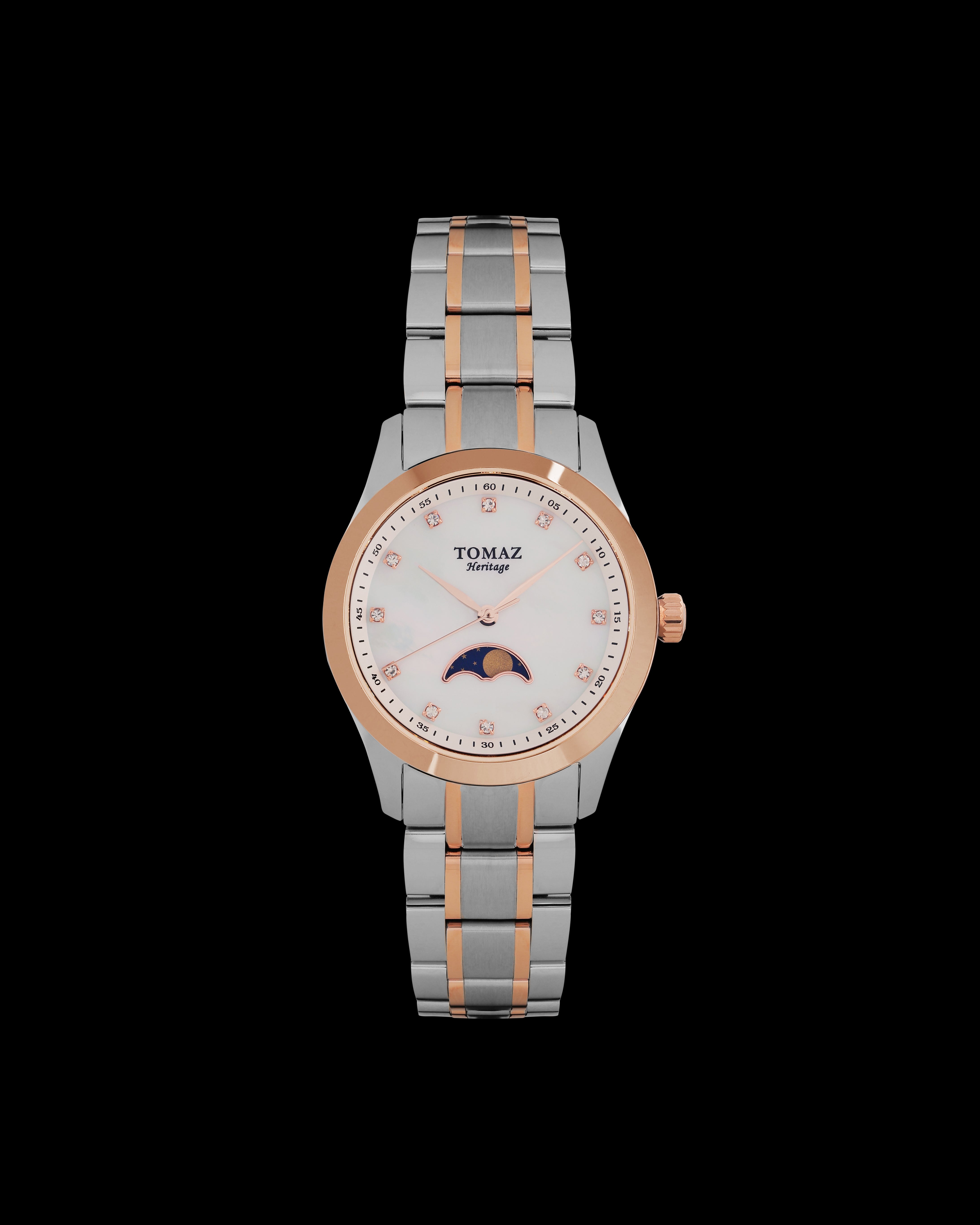 Tomaz G10L-CD5 Fasa Bulan (Perak/Rosegold) dengan Keluli Tahan Karat Perak/Rosegold
