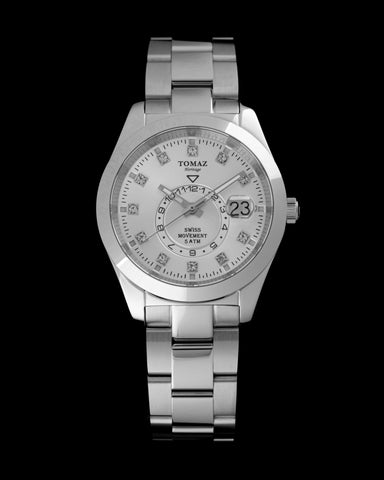 Jam Tangan Wanita Tomaz G4L-CD2 (Perak) dengan Keluli Tahan Karat Kristal dan Perak