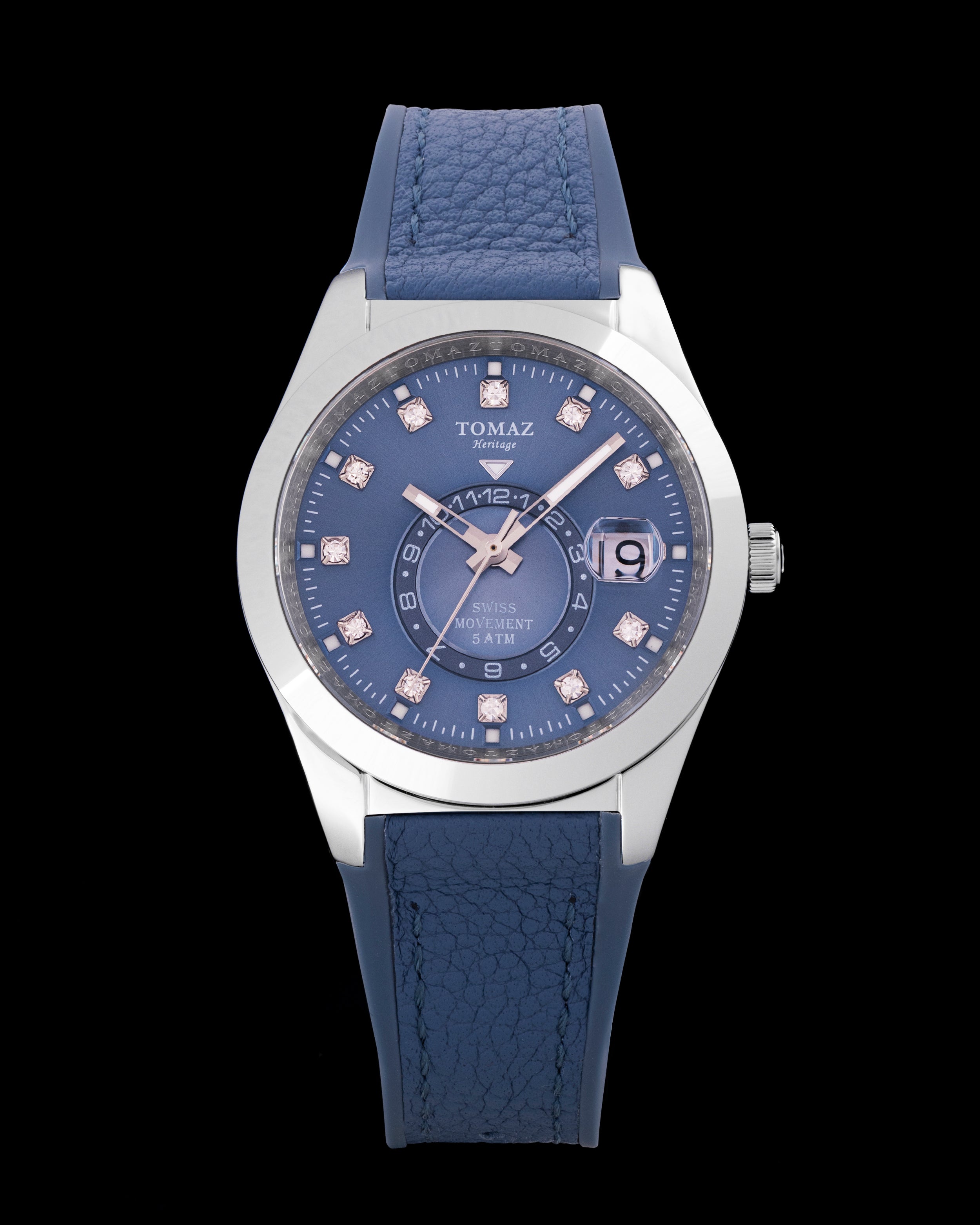 Tomaz Ladies Watch G4L-D13 (Silver/Blue) with Blue Rubber Leather Strap