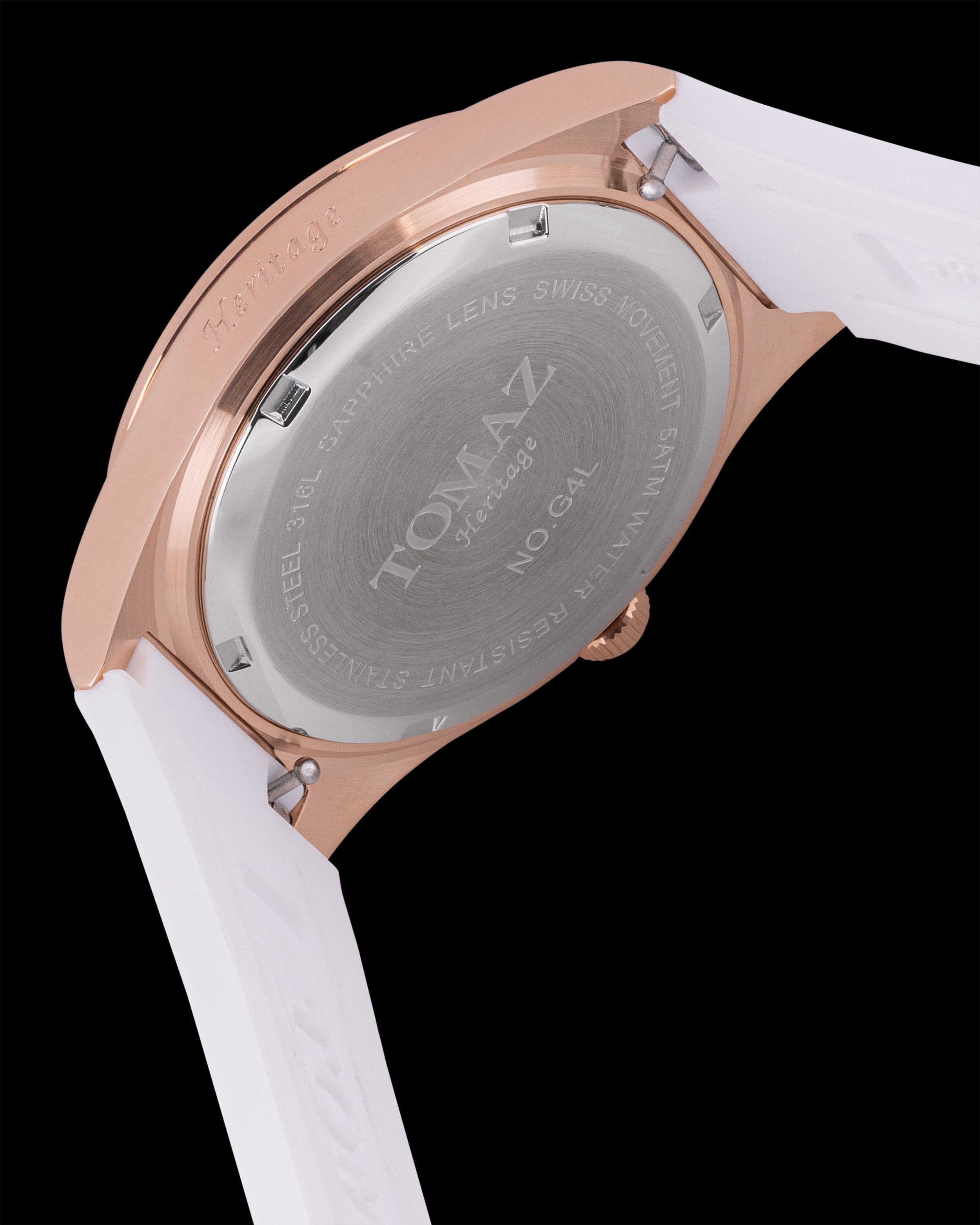 Tomaz Ladies Watch G4L-D21 (Rosegold/White) with White Rubber Leather Strap