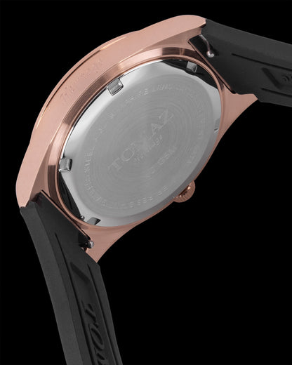 Tomaz Men's Watch G5M-CD15 (Rosegold/Brown) with Black Leather Rubber Strap