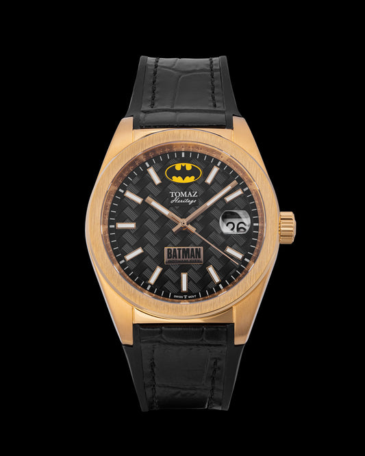 DC Batman G7M-1D2 (Gold/Black) with Black Leather Strap