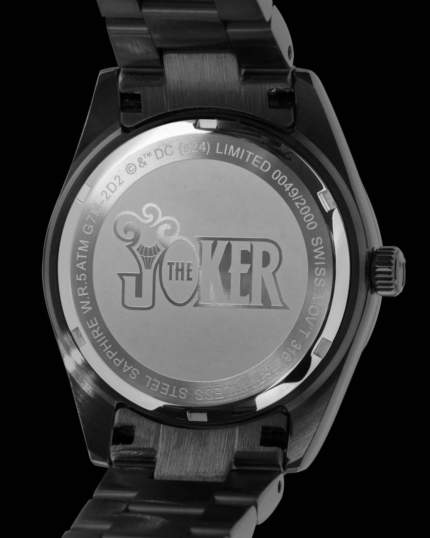 DC The Joker G7M-2D2 (Black/Purple) with Black Stainless Steel) Strap