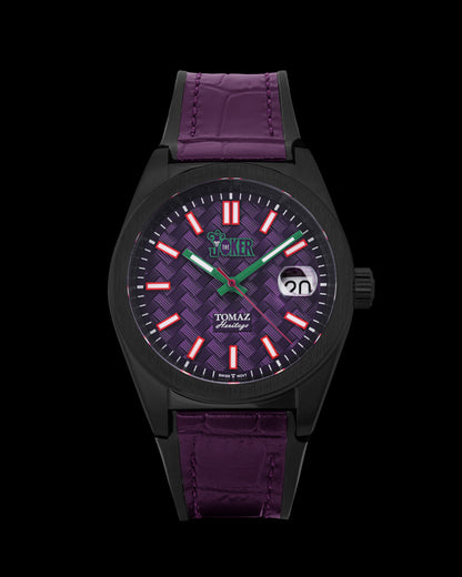 DC The Joker G7M-2D4 (Black/Purple) with Purple/Grey Bamboo Rubber Leather Strap