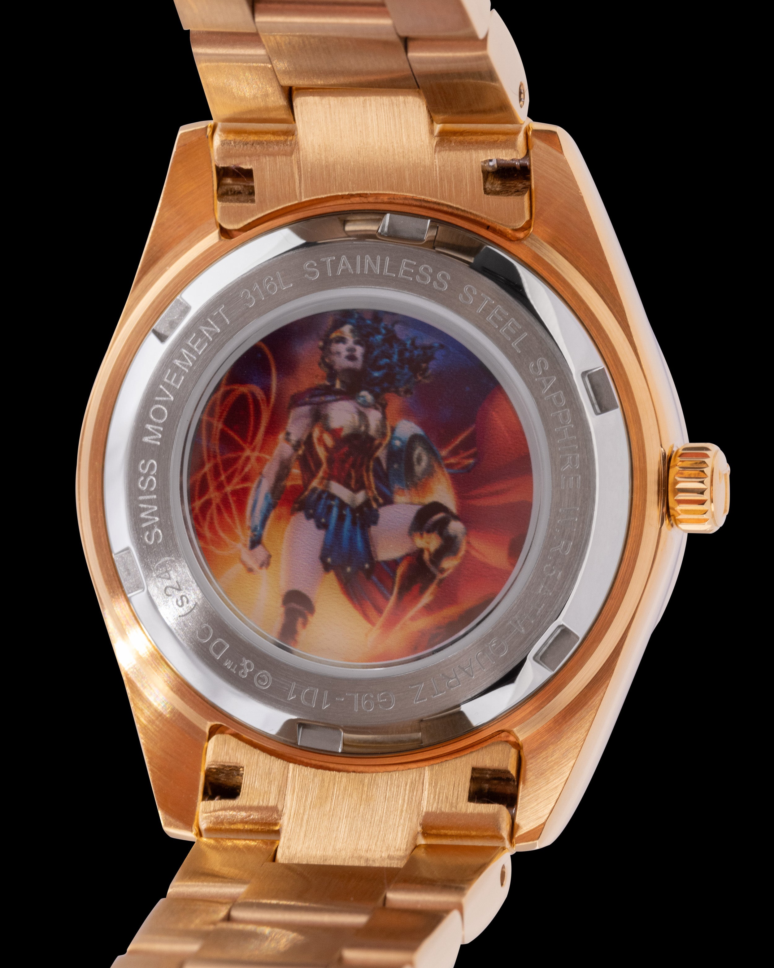 DC Wonder Woman G9L-1D1 (Gold/Black) with Crystal (Gold Stainless Steel)