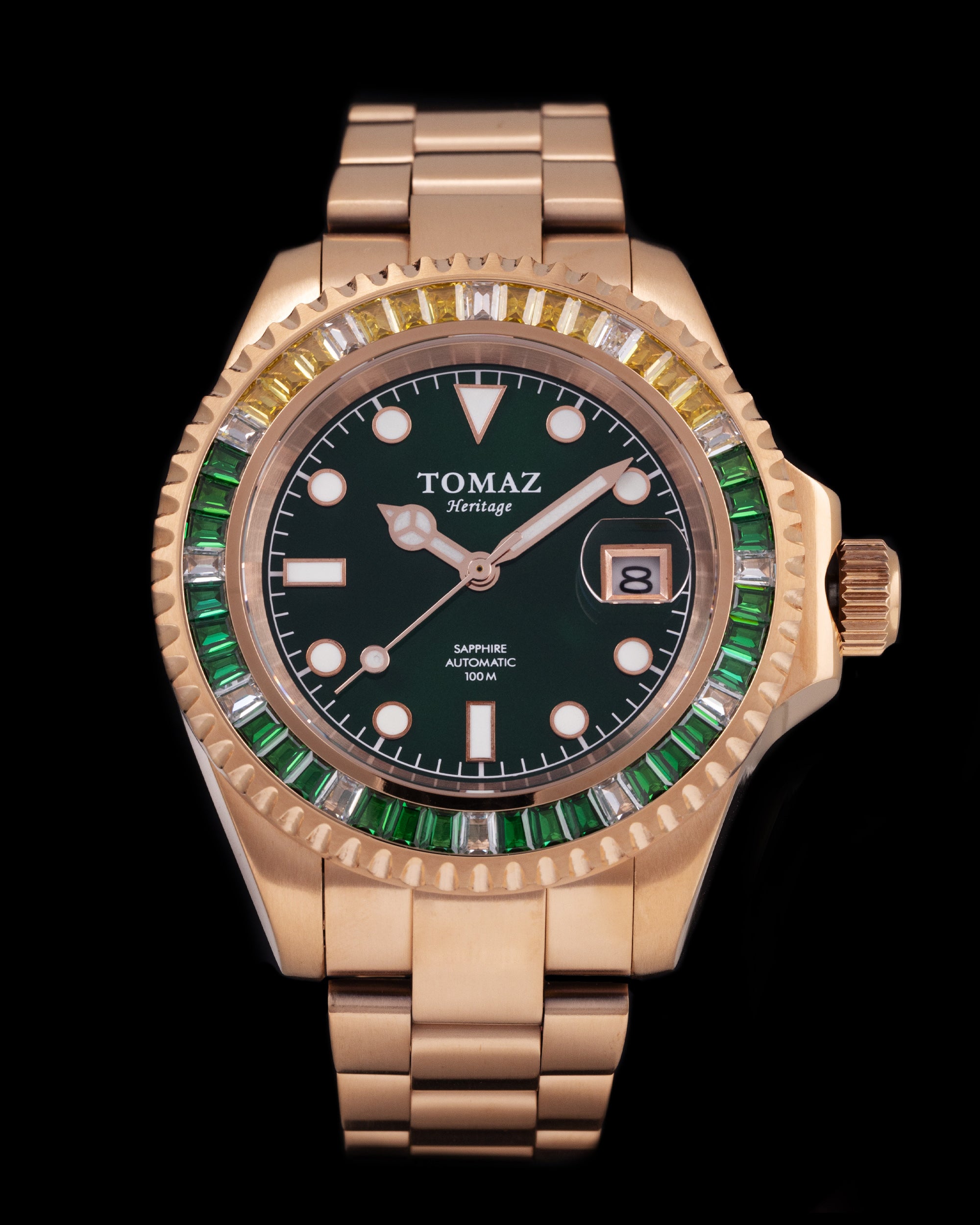 Tomaz Men's Watch GR01BS-D14 (Rosegold) with Green Yellow White (Rosegold Stainless Steel)
