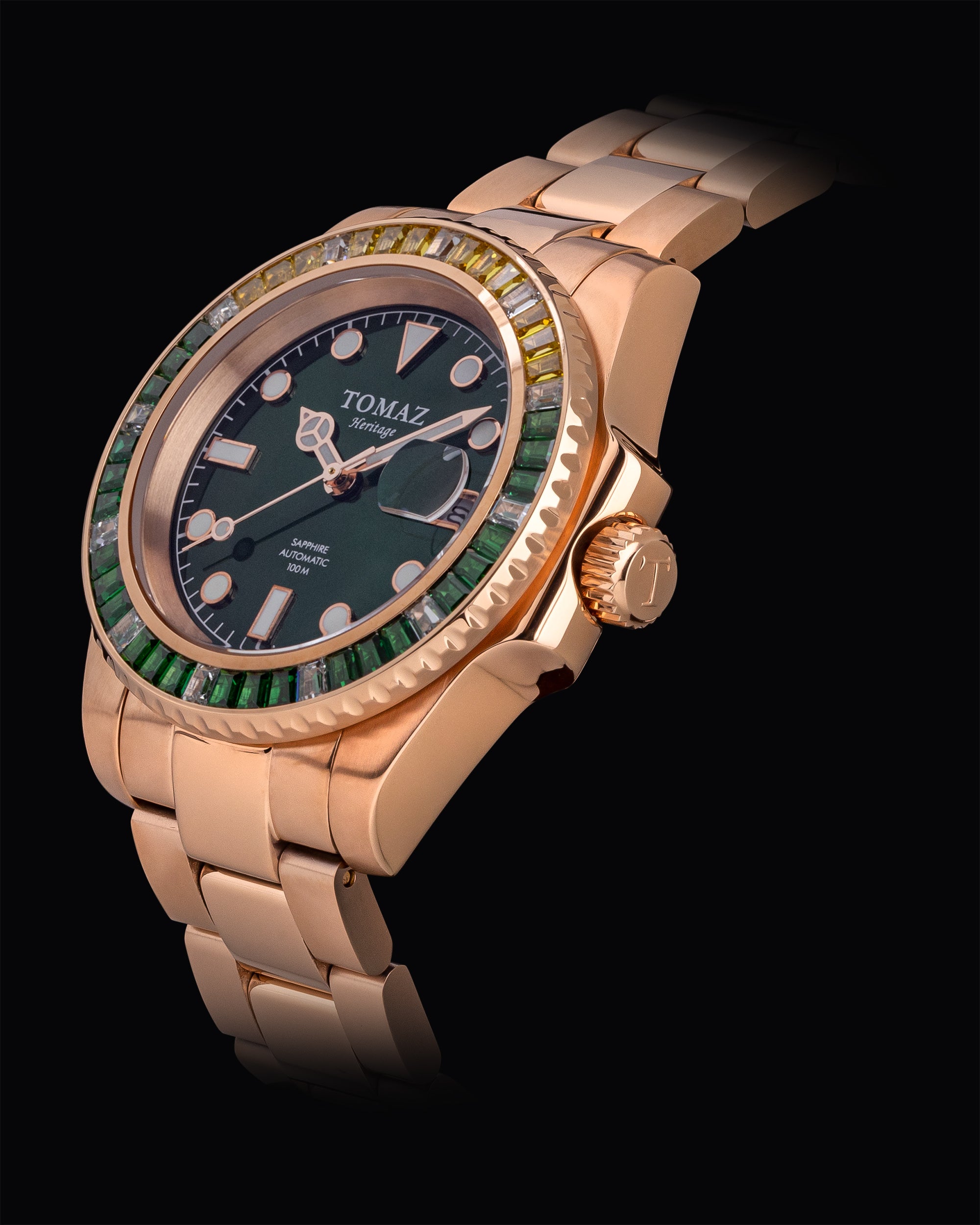 Tomaz Men's Watch GR01BS-D14 (Rosegold) with Green Yellow White (Rosegold Stainless Steel)