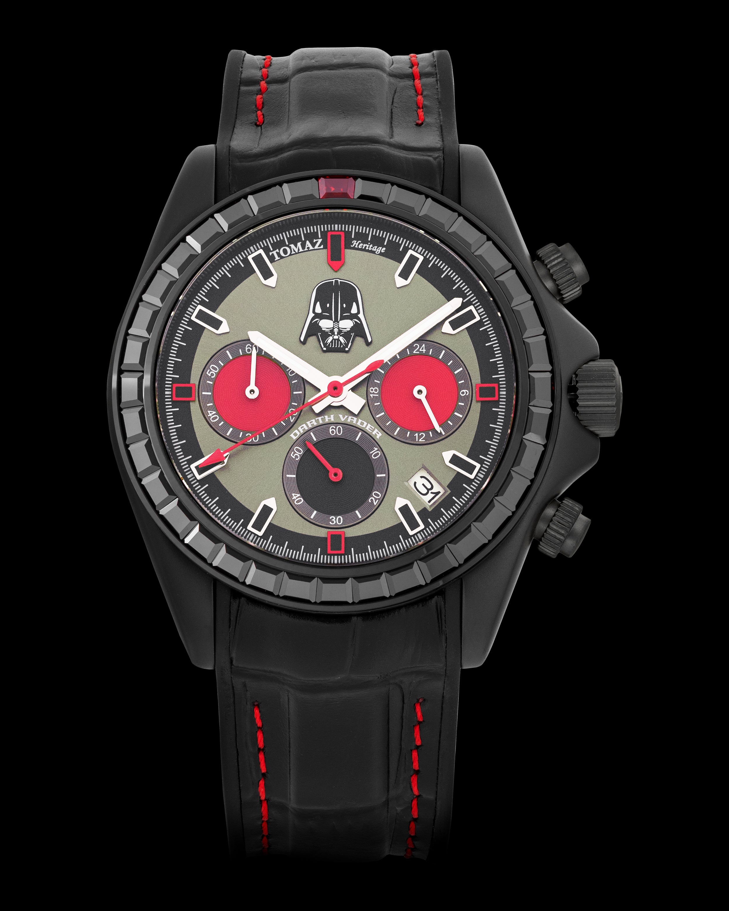 Star Wars Darth Vader GR02-A7D1 (Black) with Black/Red Crystal and Black Leather Strap