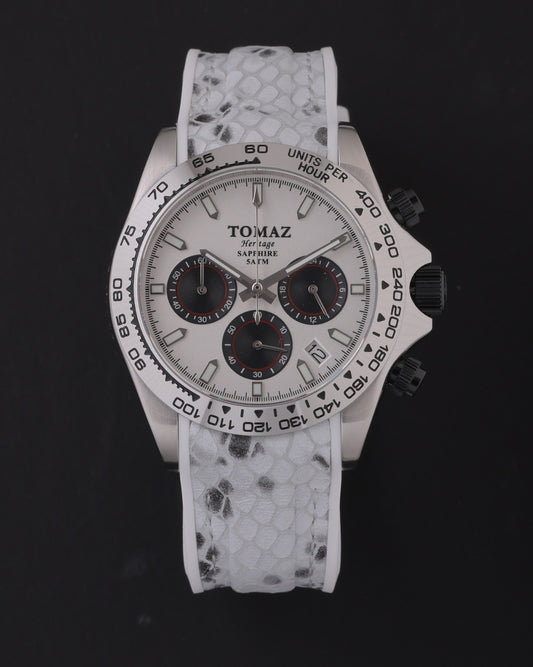 Tomaz Men's Watch GR02-AD15 (Silver/White) White Leather Strap