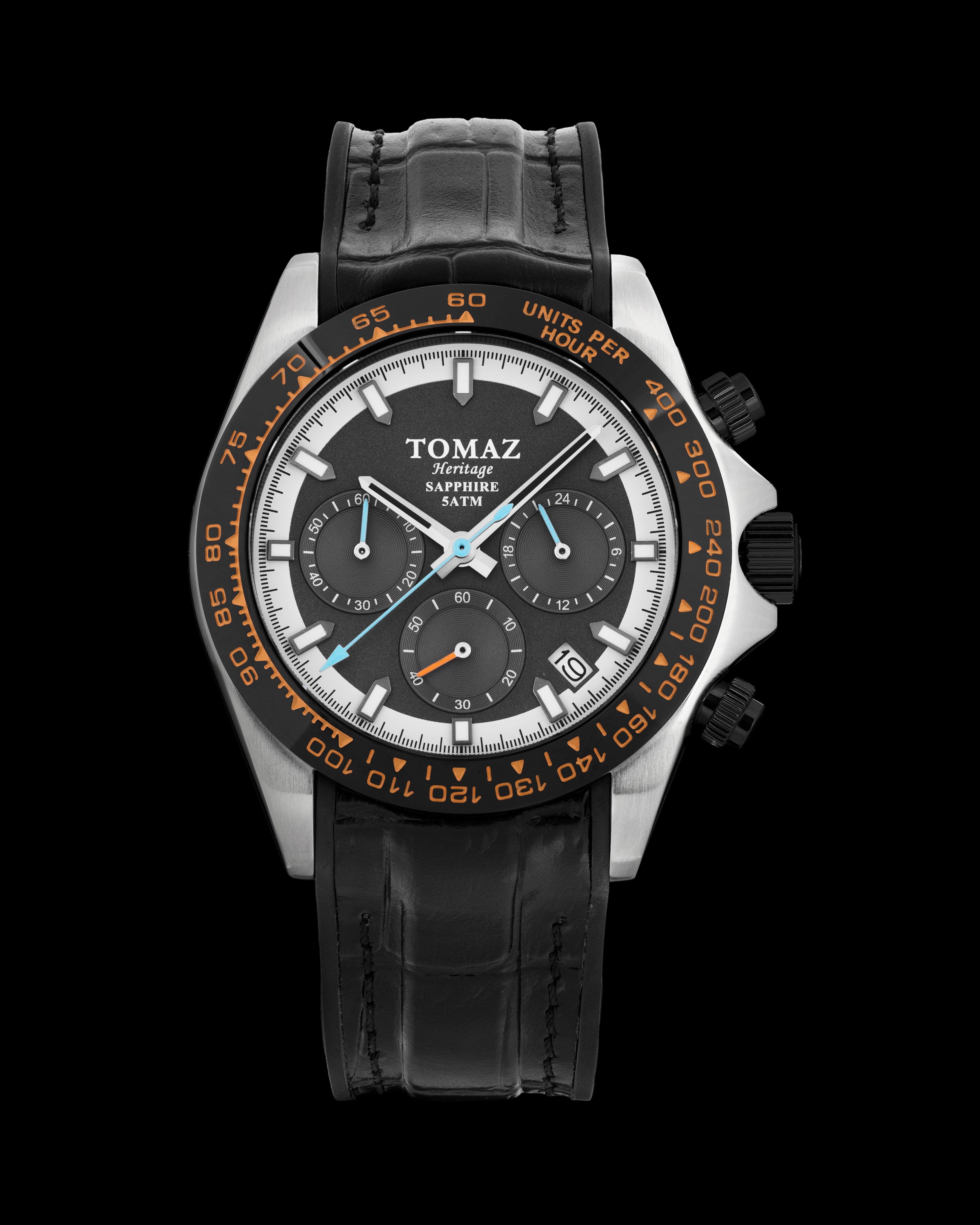 Tomaz Men's Watch GR02-AD26 (Black/Silver) Black Leather Strap