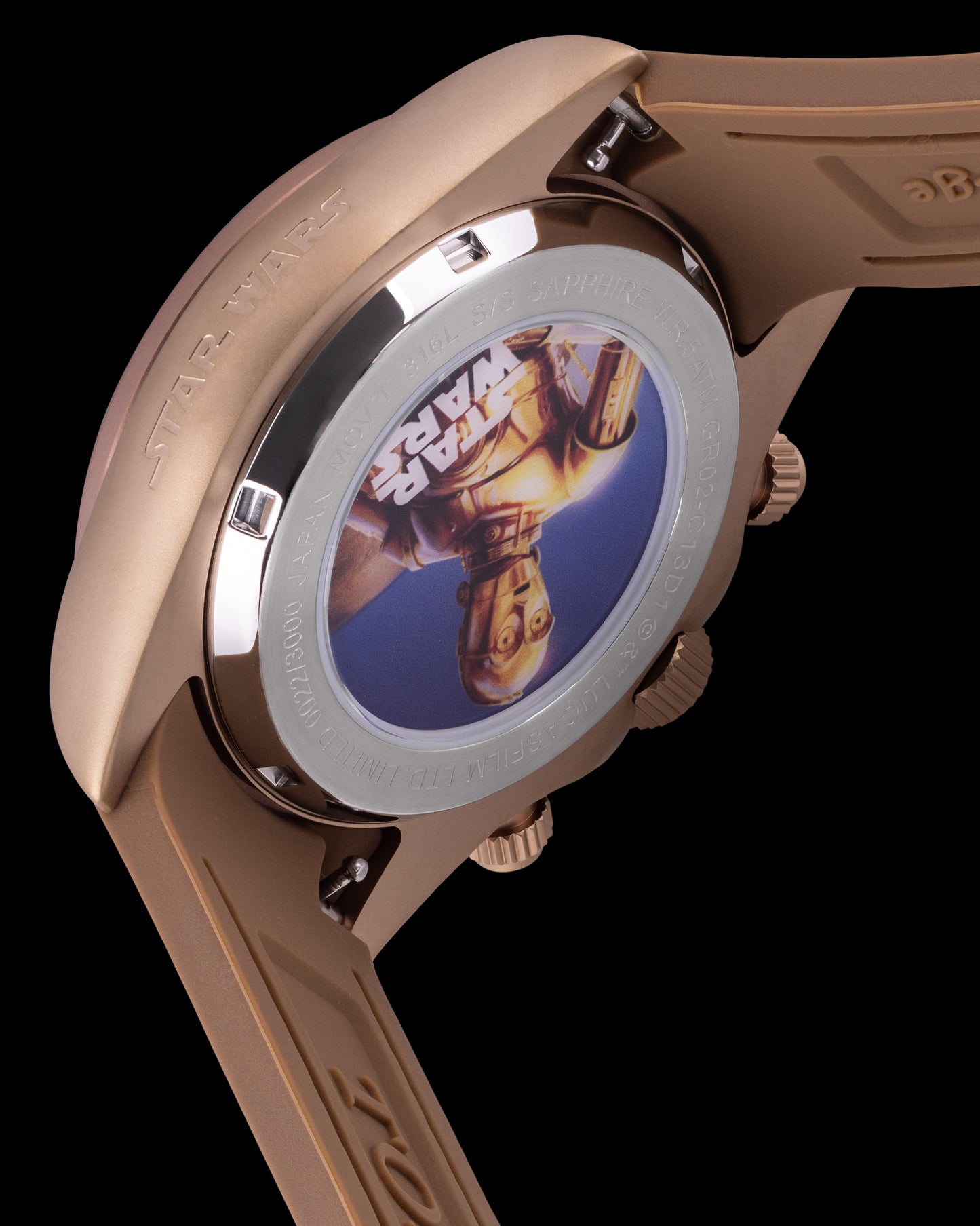 Star Wars C-3PO GR02-C13D1 (Gold/Brown) with Brown Rubber Leather Strap